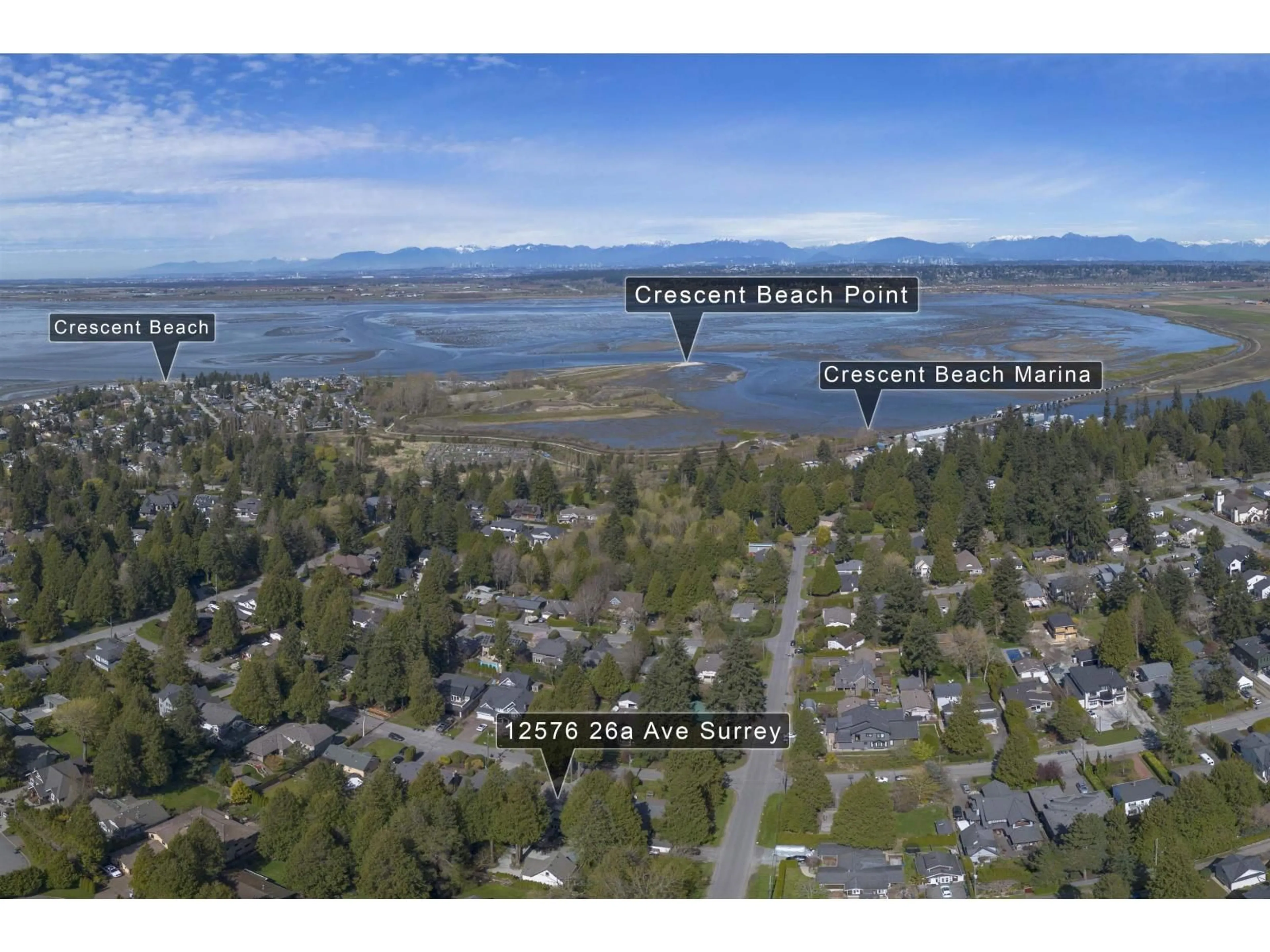 A pic from outside/outdoor area/front of a property/back of a property/a pic from drone, water/lake/river/ocean view for 12576 26A AVENUE, Surrey British Columbia V4A2M2