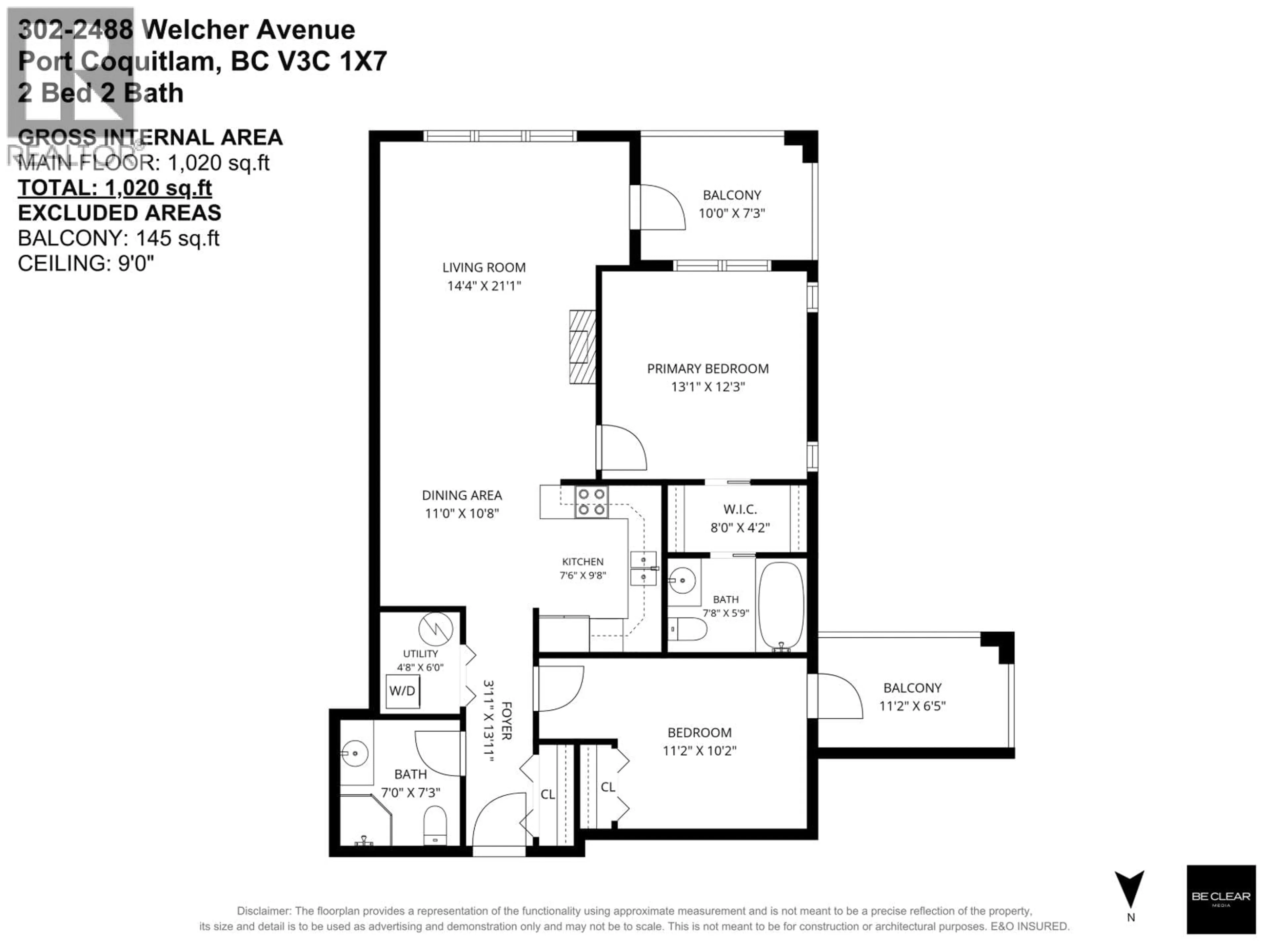 Floor plan for 302 - 2488 WELCHER AVENUE, Port Coquitlam British Columbia V3C1X7