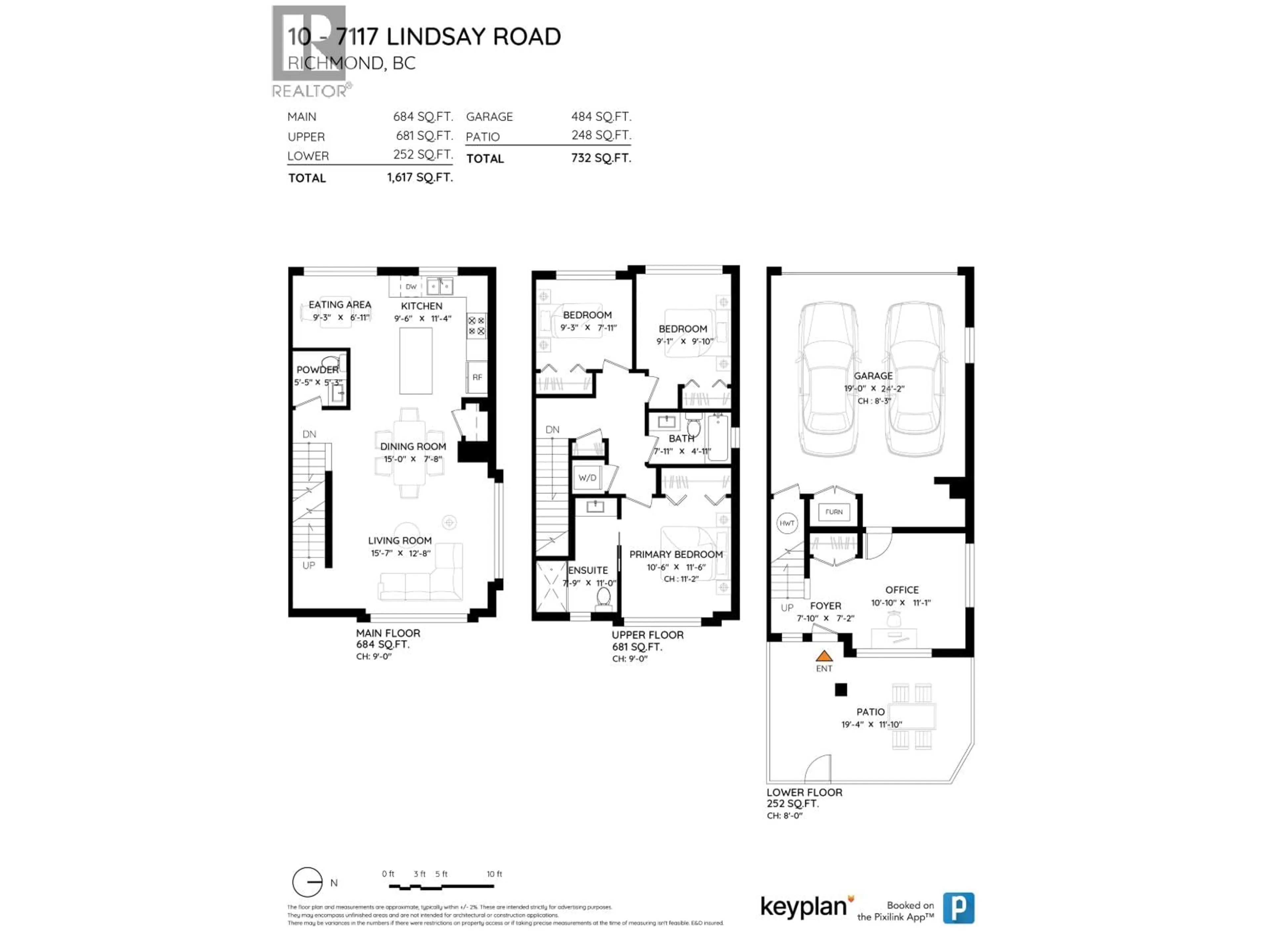Floor plan for 10 - 7117 LINDSAY ROAD, Richmond British Columbia V7C2P5