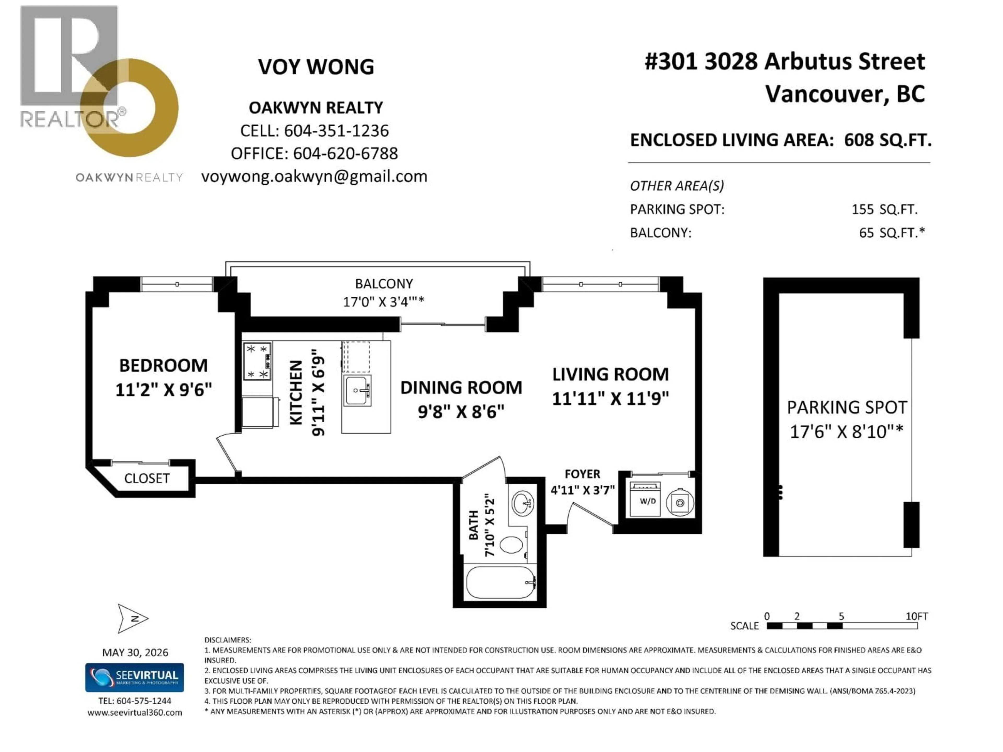 Floor plan for 301 - 3028 ARBUTUS STREET, Vancouver British Columbia V6J3Z2