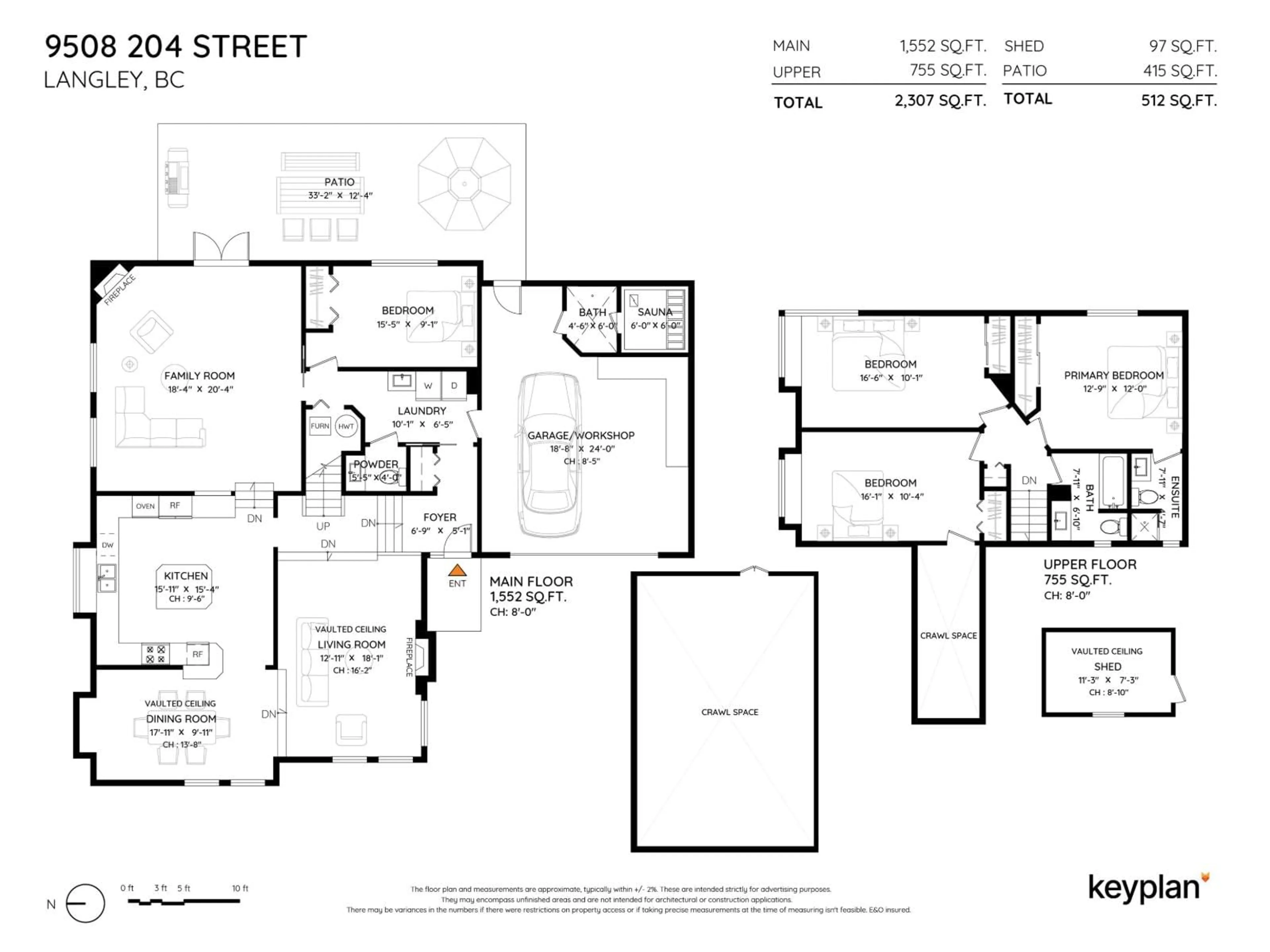 Floor plan for 9508 204 STREET, Langley British Columbia V1M1Y8