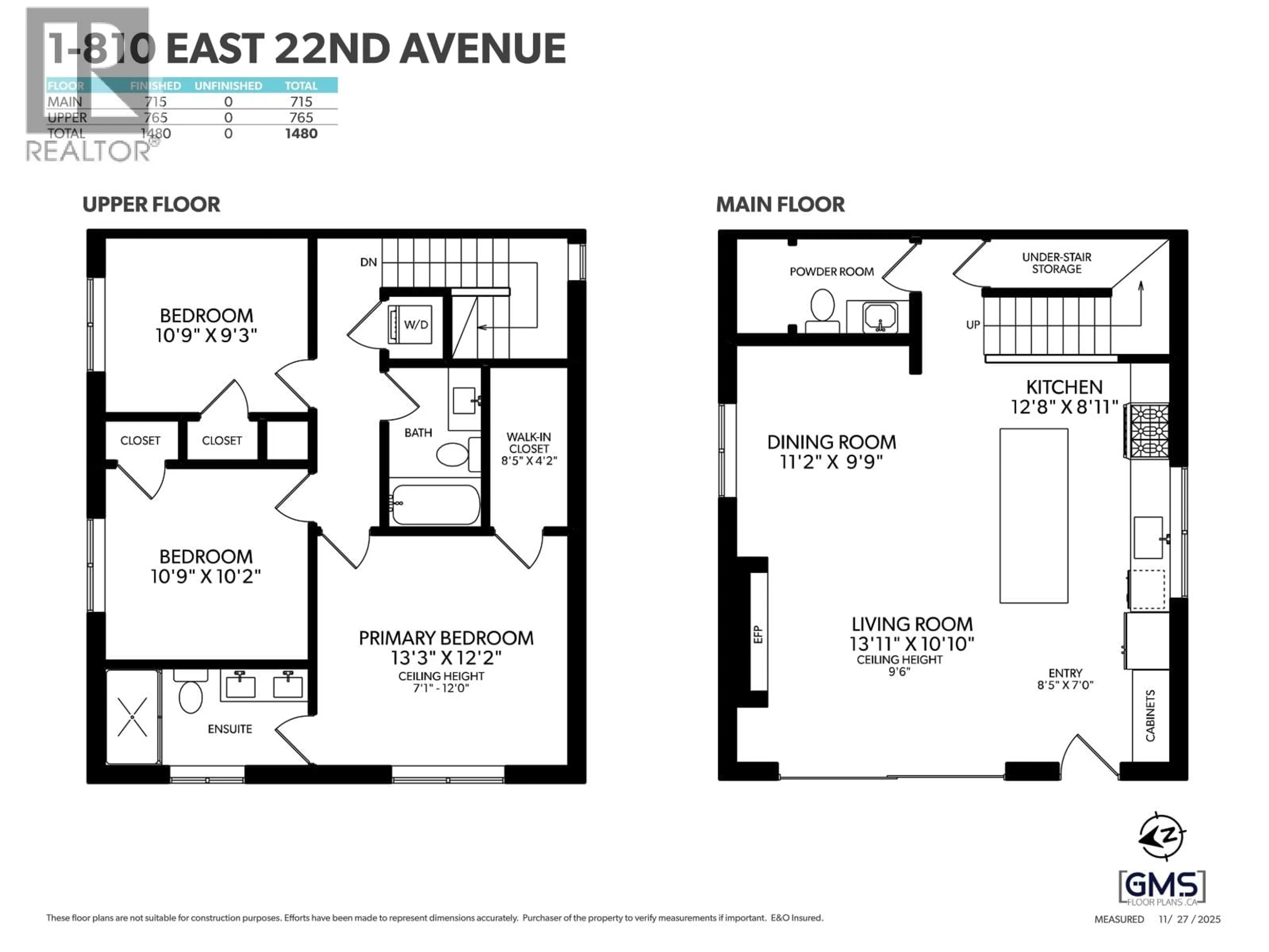 Floor plan for 1 - 810 22ND AVENUE, Vancouver British Columbia V5V1V7