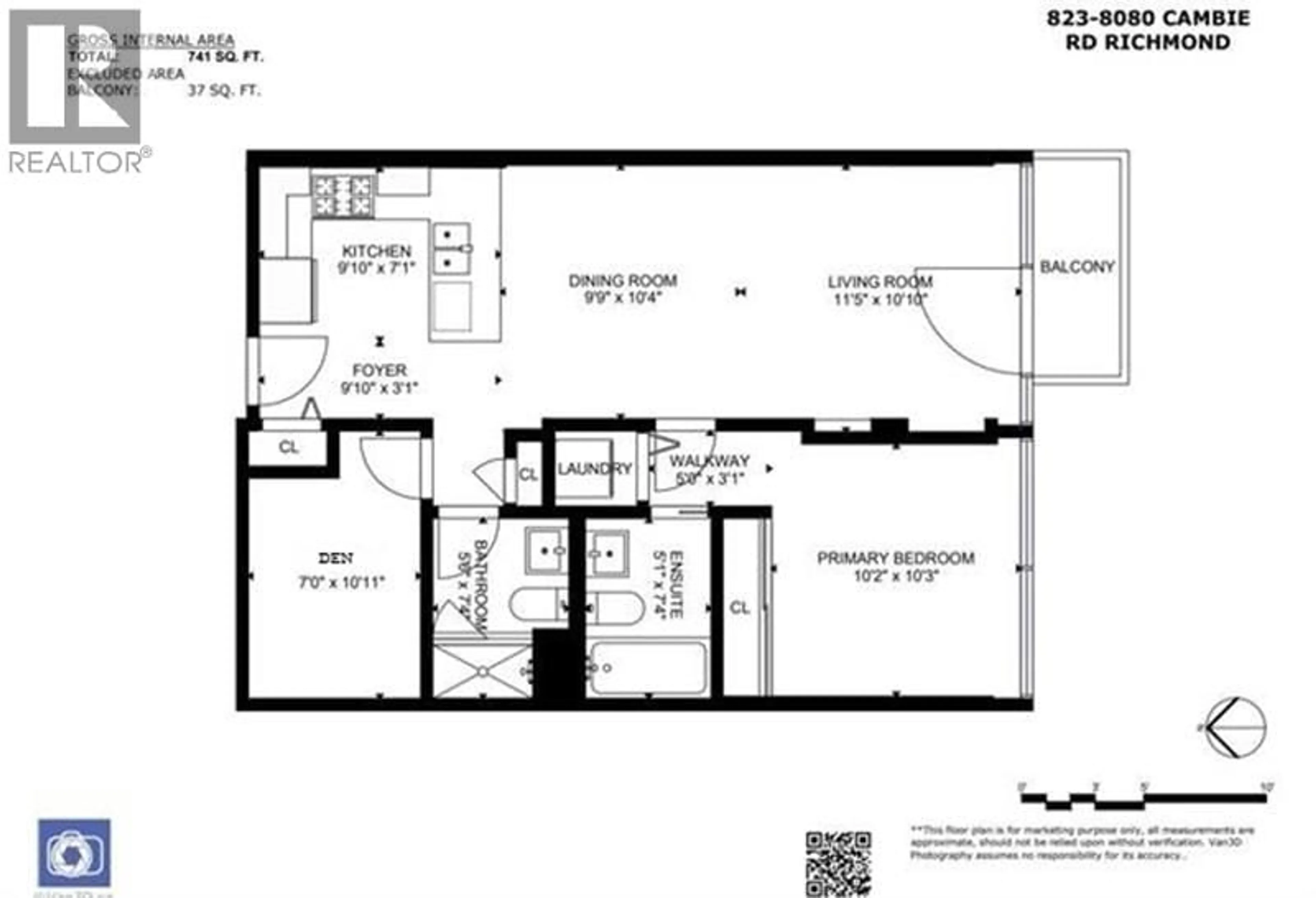 Floor plan for 823 - 8080 CAMBIE ROAD, Richmond British Columbia V6X0C1