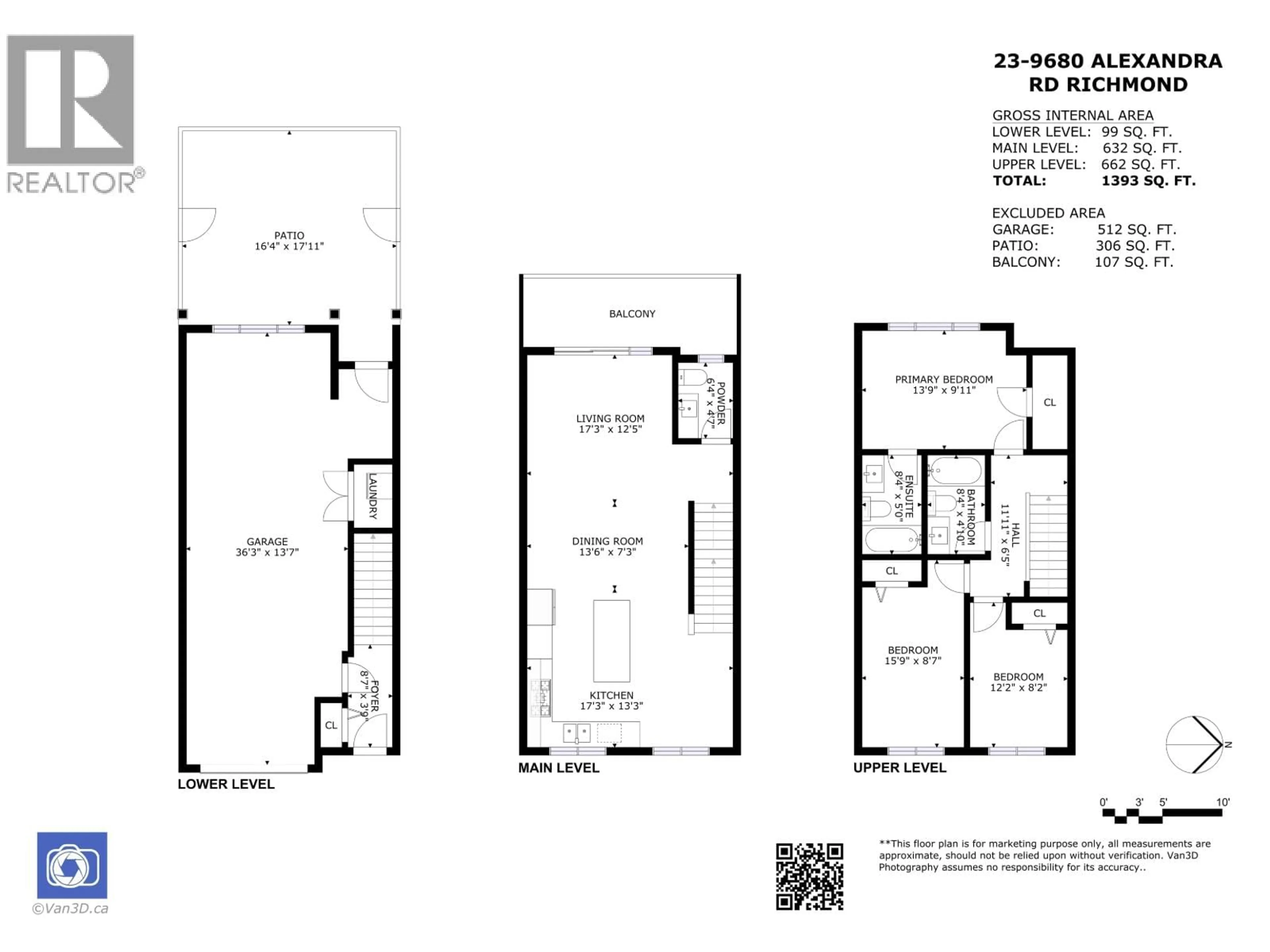 Floor plan for 23 - 9680 ALEXANDRA ROAD, Richmond British Columbia V6X0P2