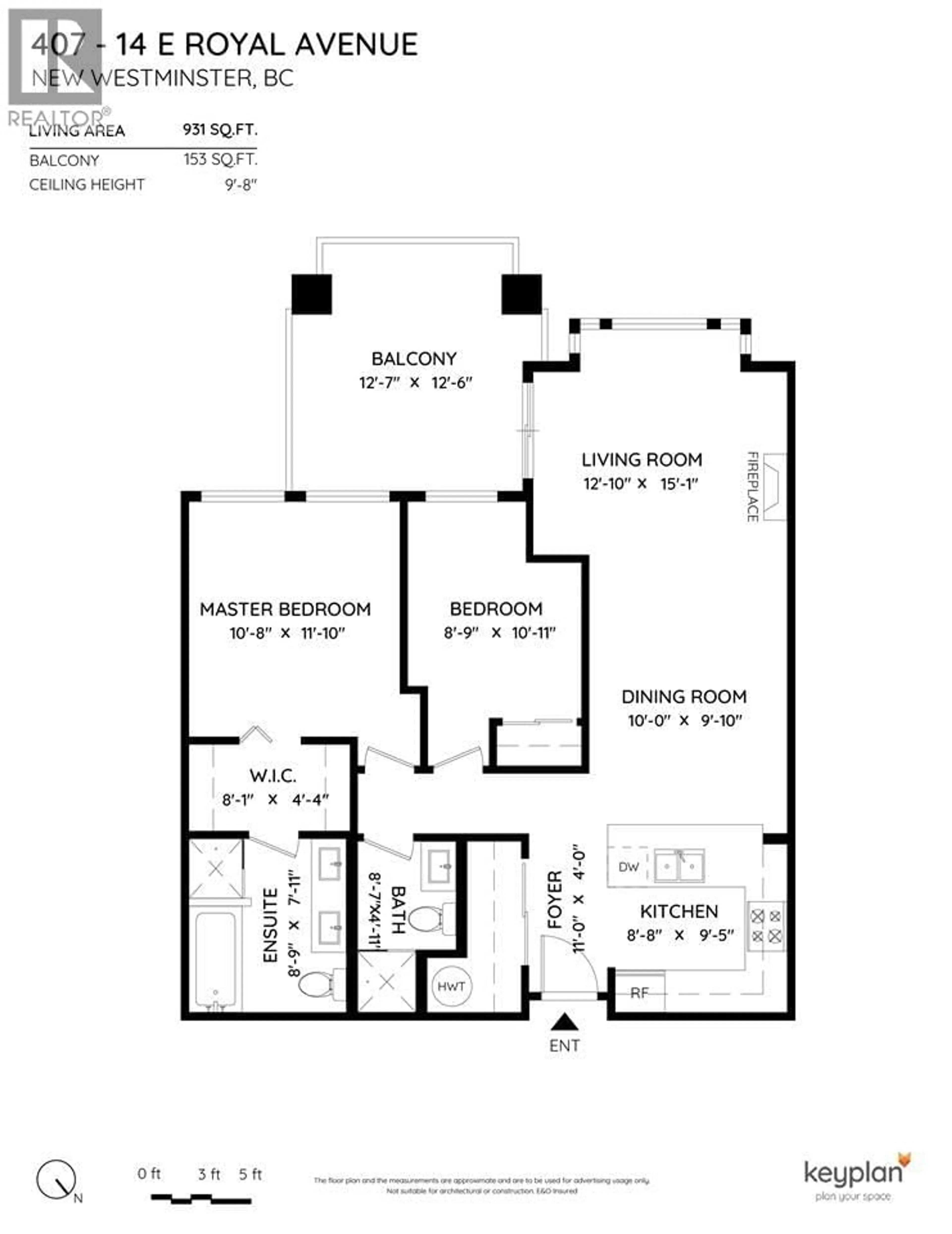 Floor plan for 407 - 14 ROYAL AVENUE, New Westminster British Columbia V3L5W5