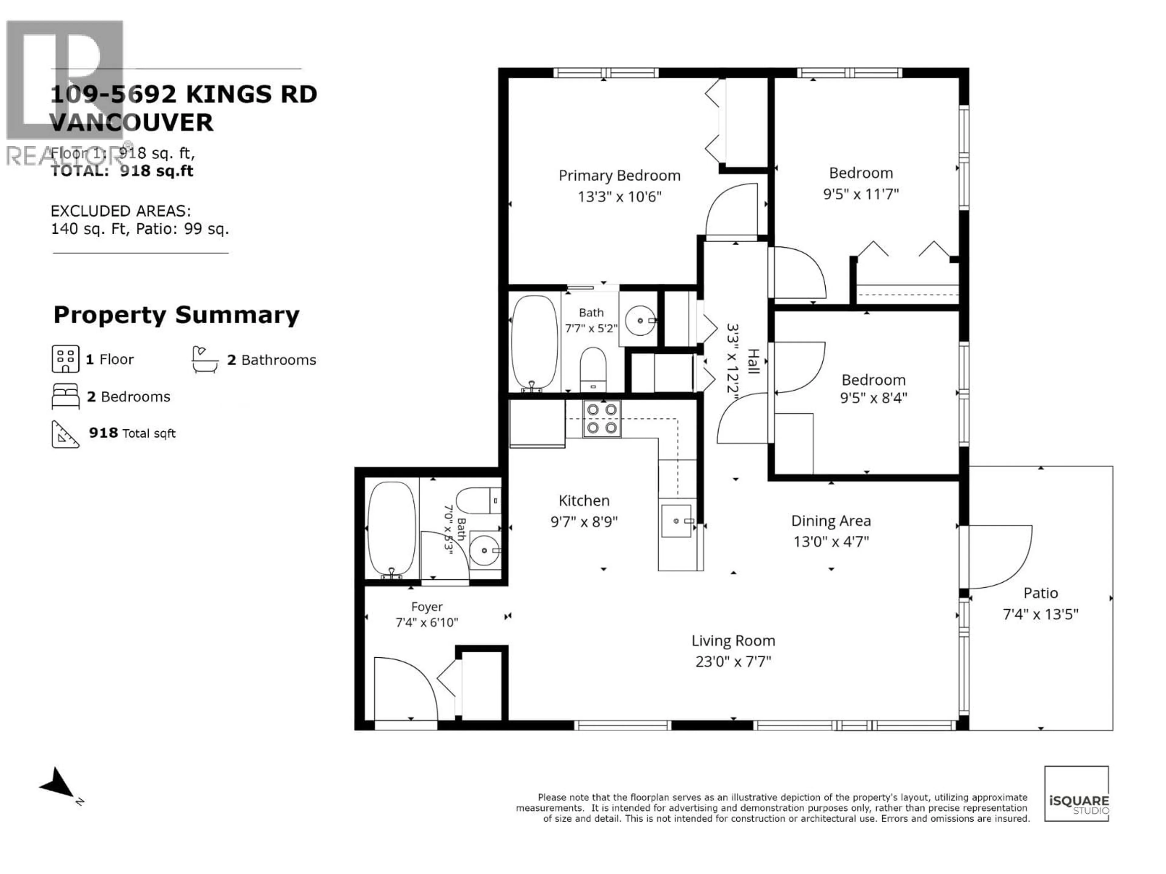 Floor plan for 109 - 5692 KINGS ROAD, Vancouver British Columbia V6T1K8