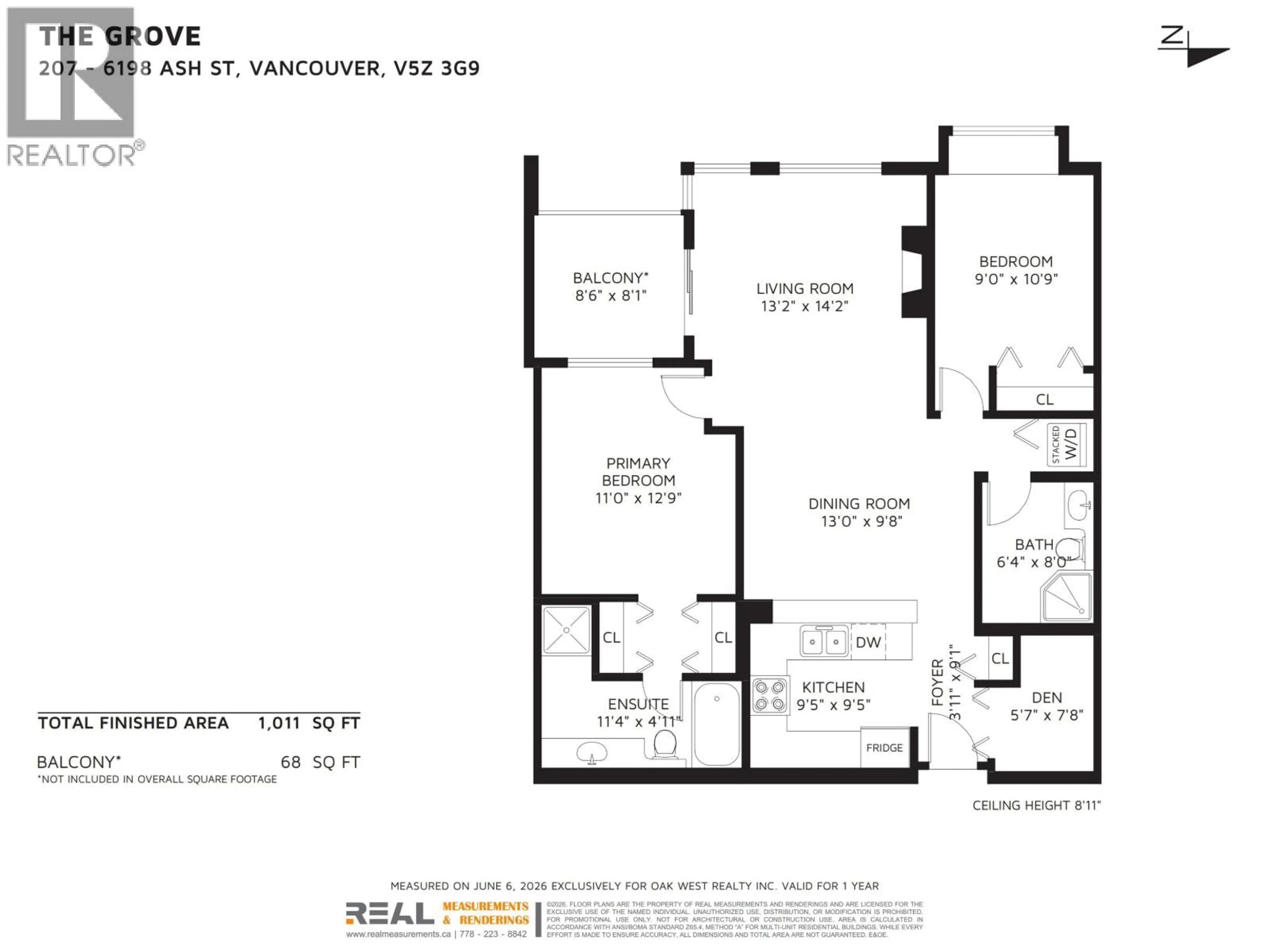 Floor plan for 207 - 6198 ASH STREET, Vancouver British Columbia V5Z3G9