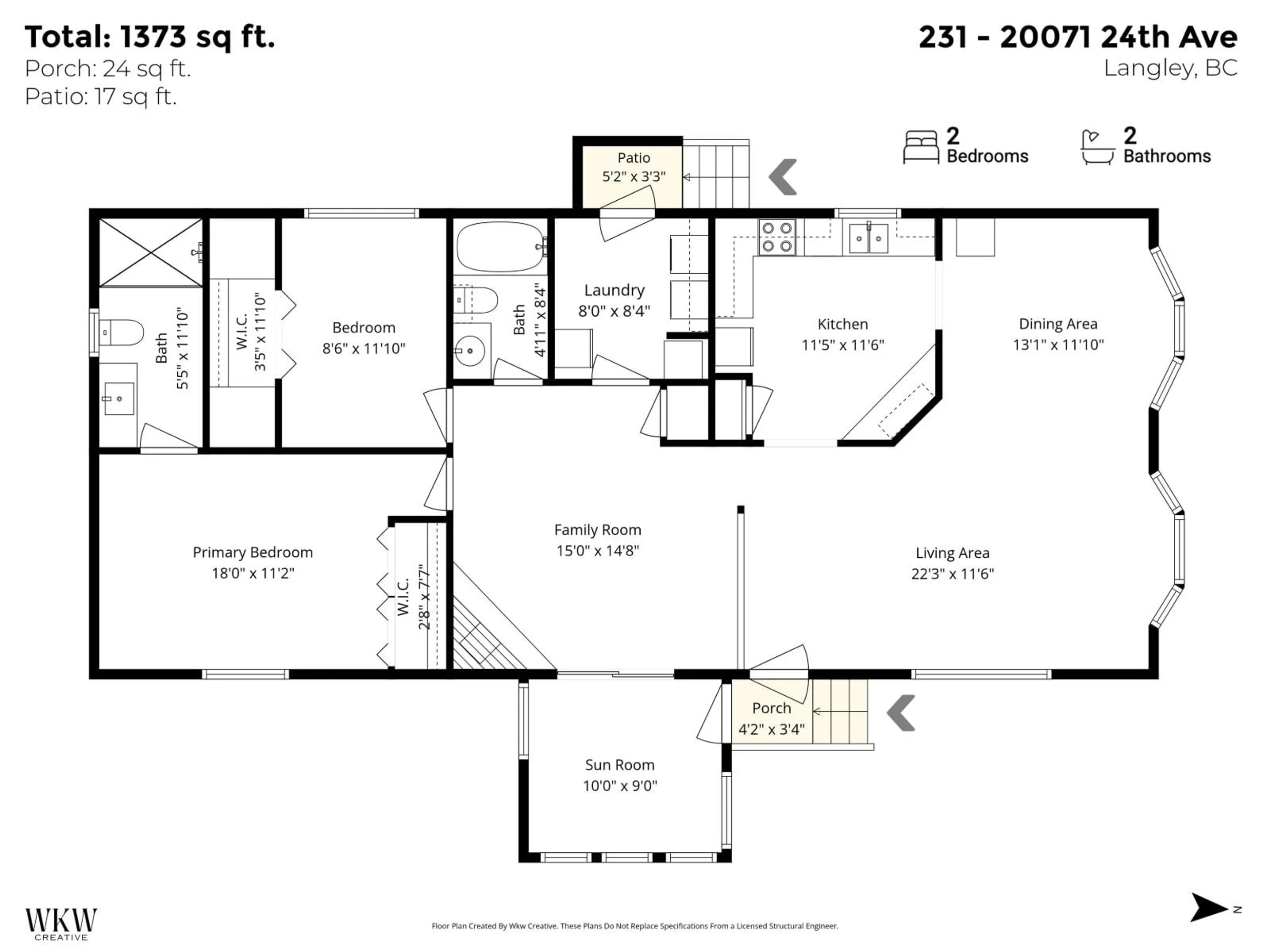 Floor plan for 231 - 20071 24 AVENUE, Langley British Columbia V2Z2A1