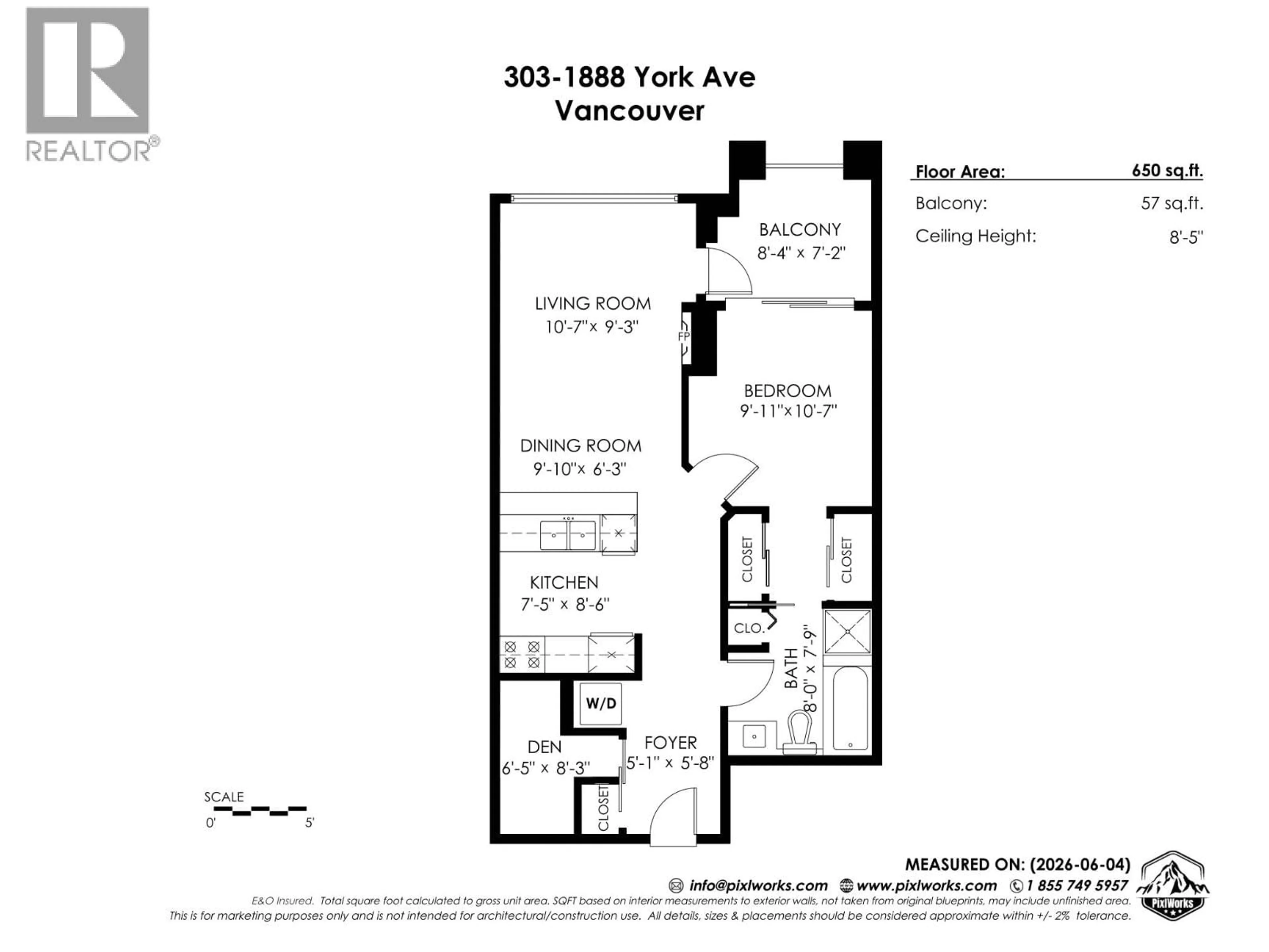 Floor plan for 303 - 1888 YORK AVENUE, Vancouver British Columbia V6J5H8