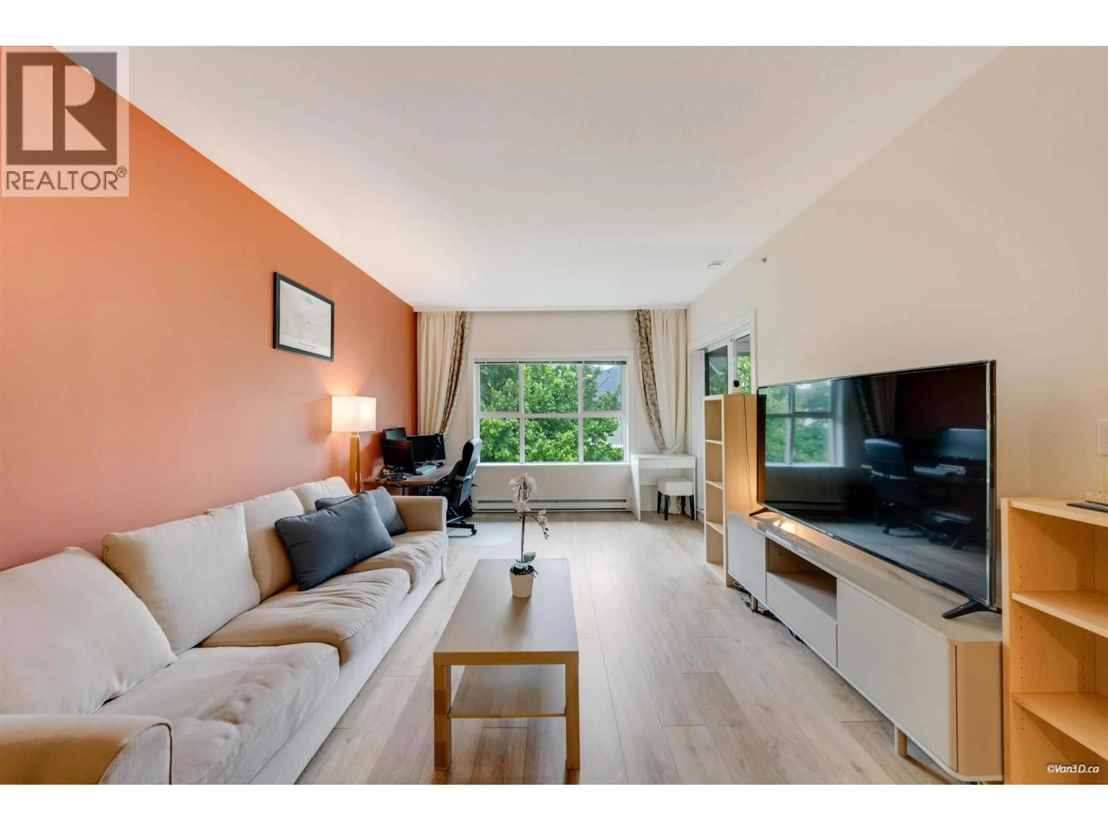 Living room with furniture, wood/laminate floor for 405 - 5665 IRMIN STREET, Burnaby British Columbia V5J0C4