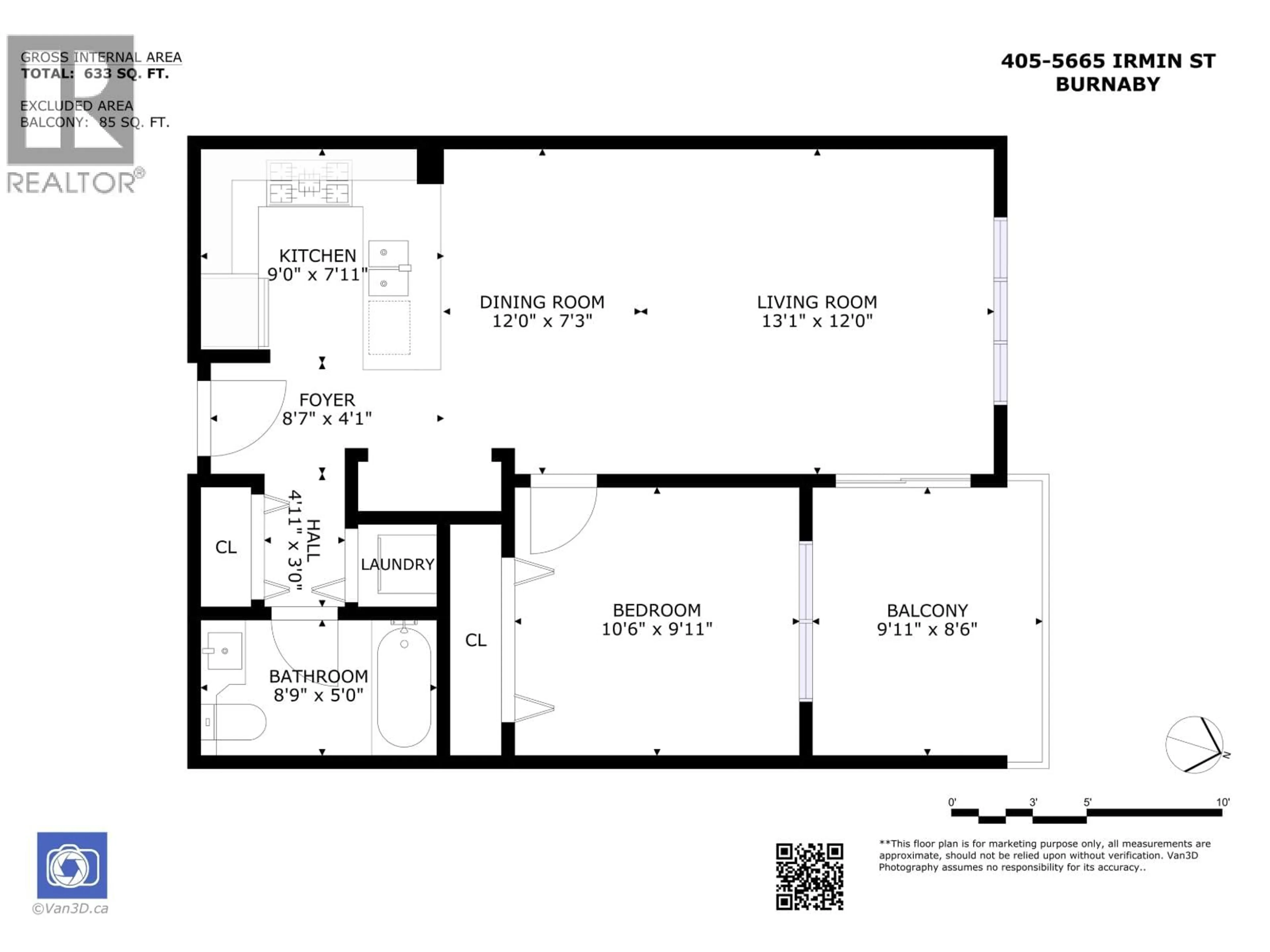Floor plan for 405 - 5665 IRMIN STREET, Burnaby British Columbia V5J0C4