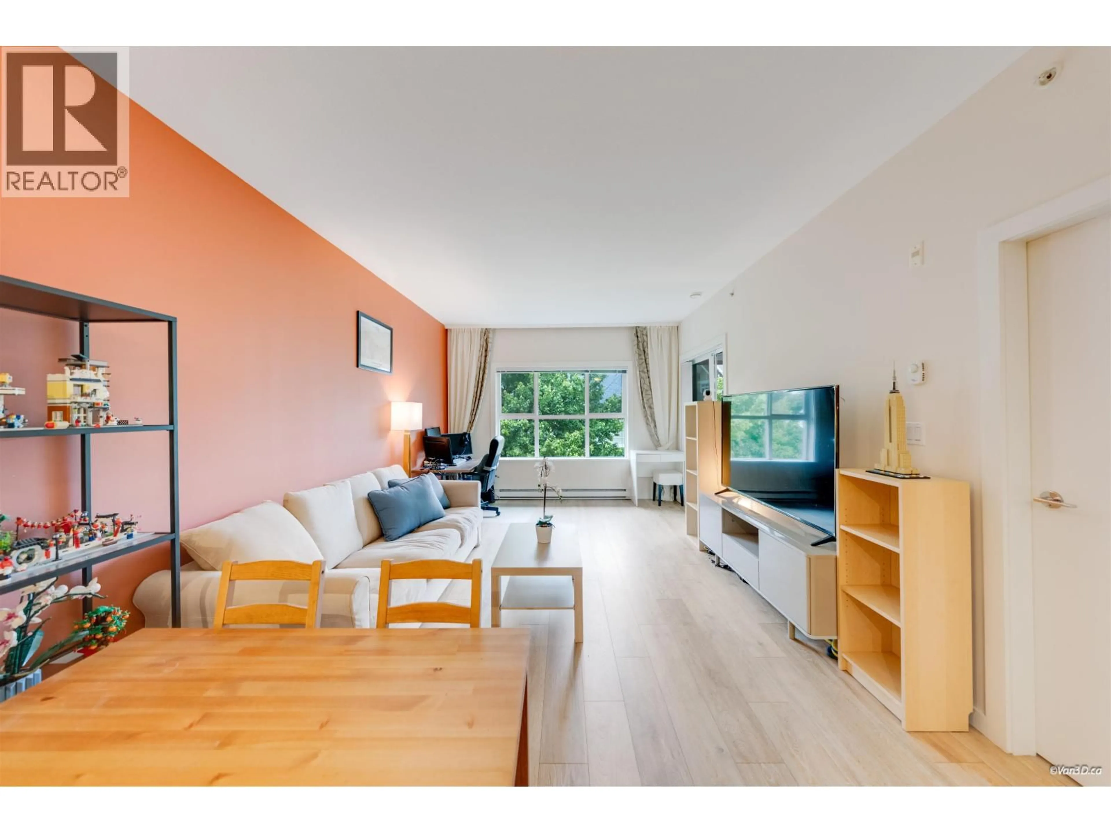 Living room with furniture, wood/laminate floor for 405 - 5665 IRMIN STREET, Burnaby British Columbia V5J0C4