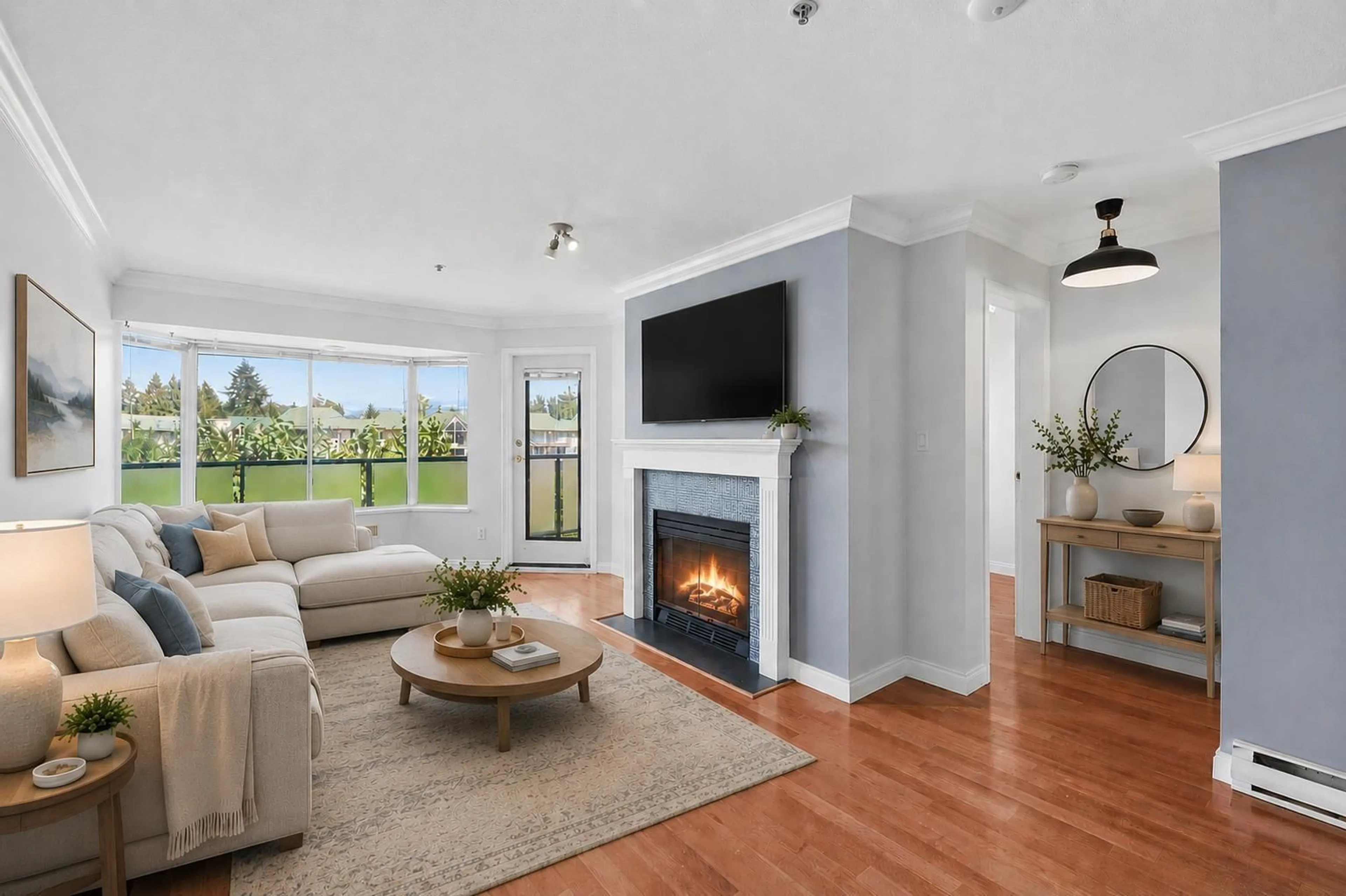 Living room with furniture, unknown for 403 - 2964 TRETHEWEY STREET, Abbotsford British Columbia V2T6P4