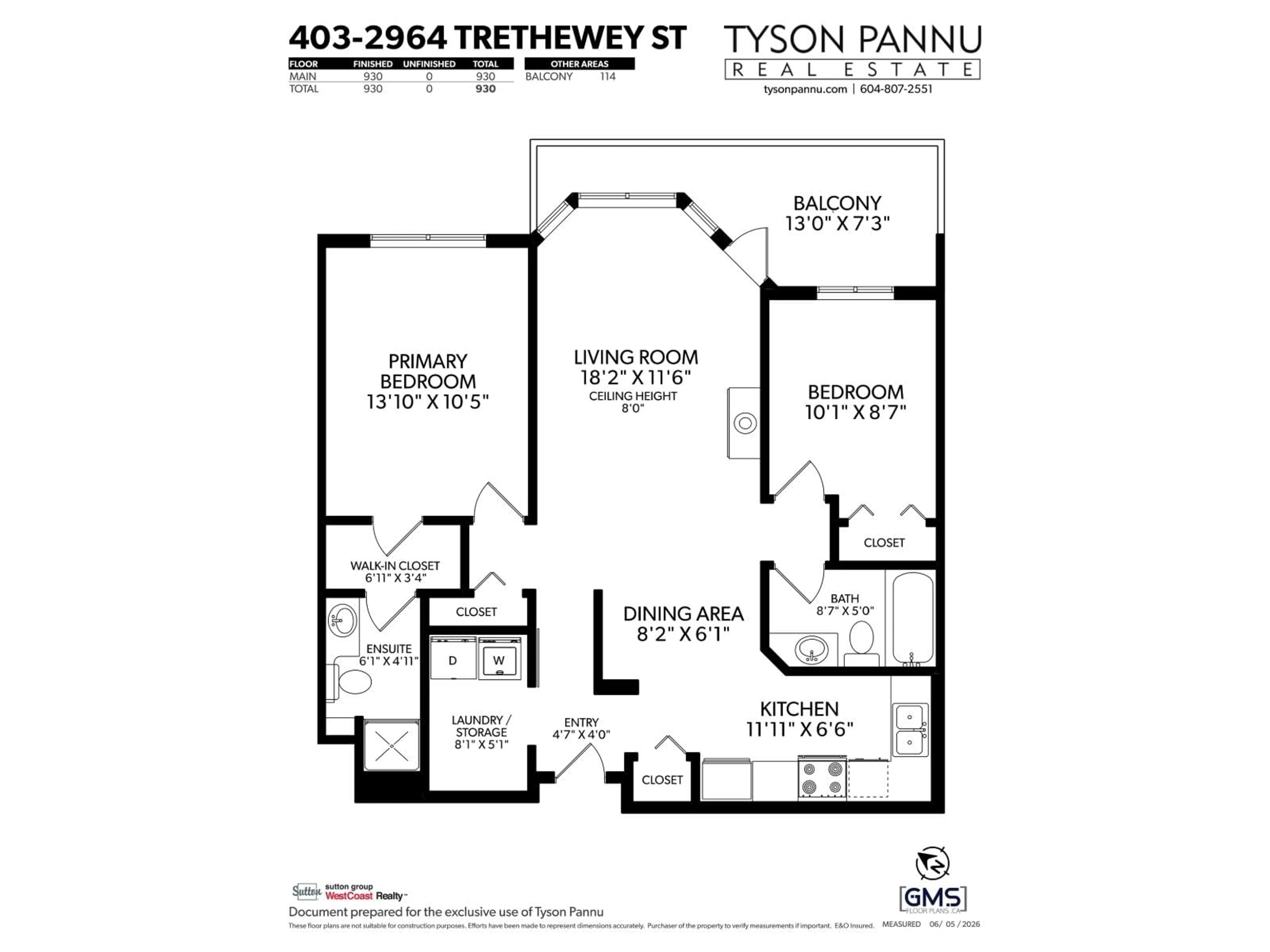 Floor plan for 403 - 2964 TRETHEWEY STREET, Abbotsford British Columbia V2T6P4