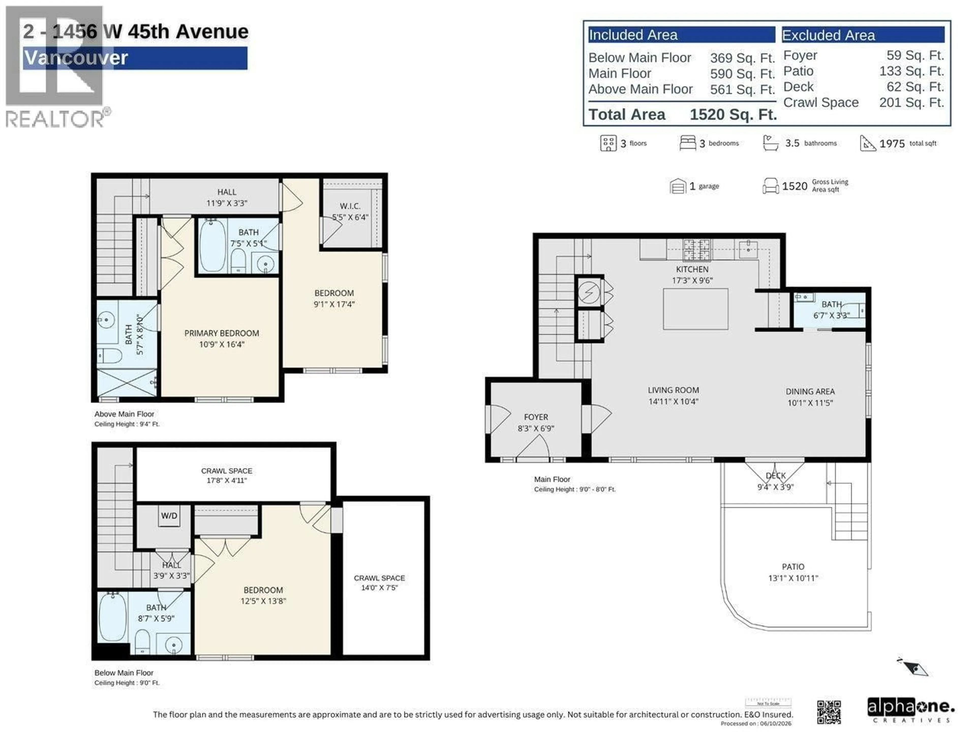 Floor plan for 2 - 1456 45TH AVENUE, Vancouver British Columbia V6M2H1