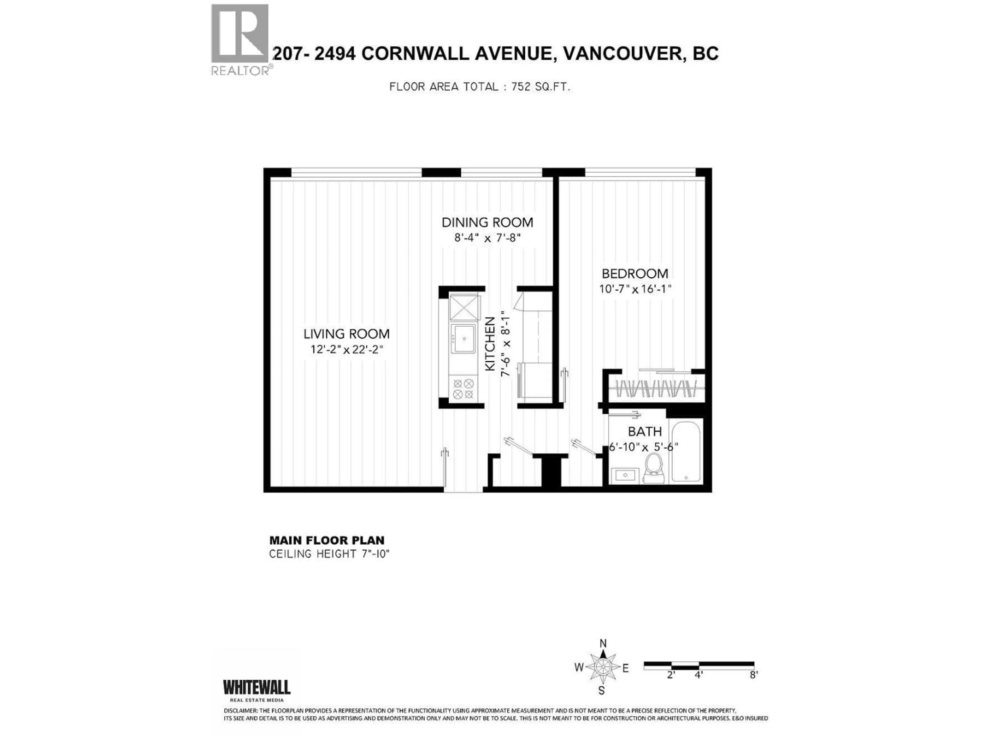Floor plan for 207 - 2494 CORNWALL AVENUE, Vancouver British Columbia V6K1B8