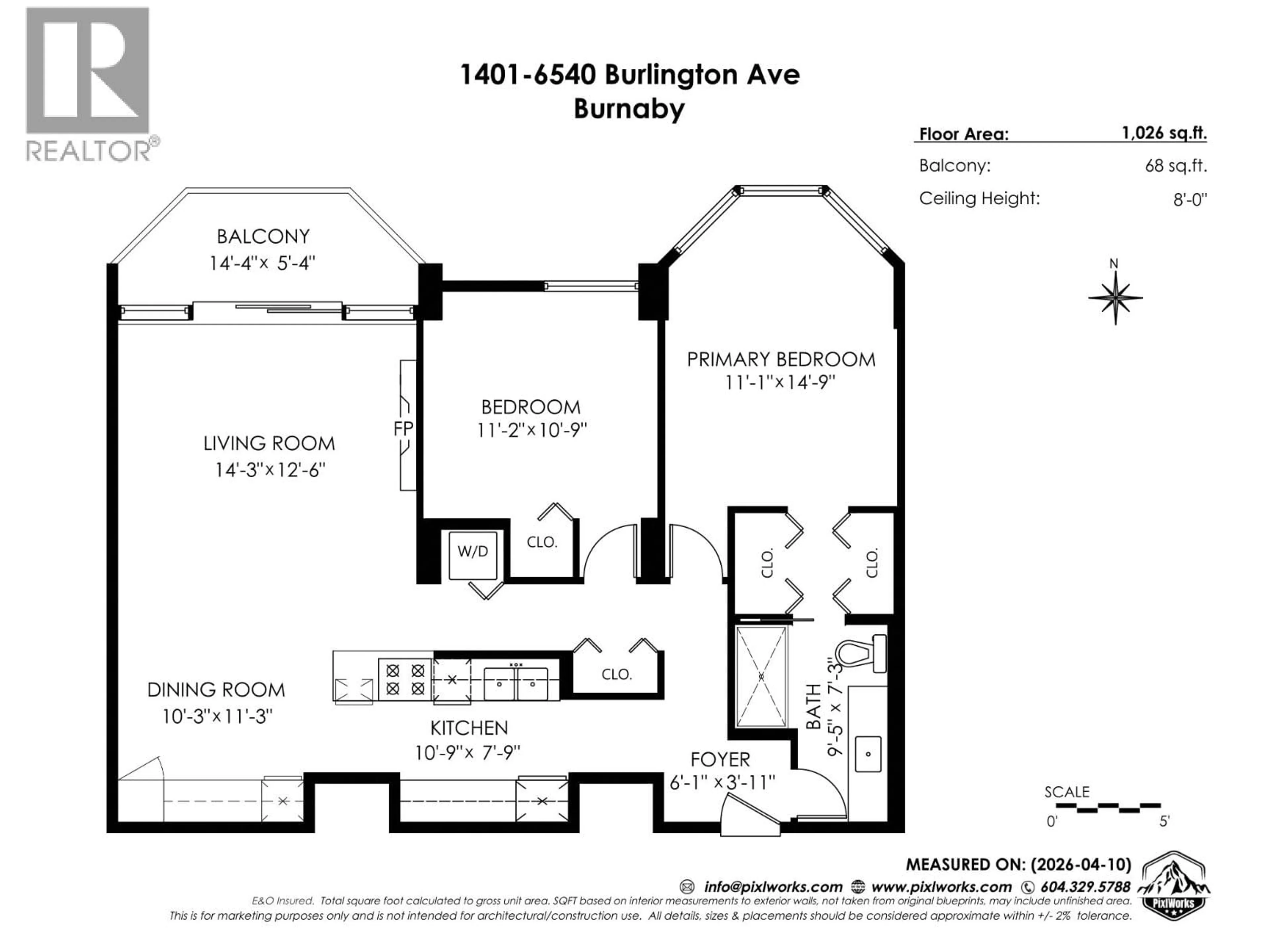 Floor plan for 1401 - 6540 BURLINGTON AVENUE, Burnaby British Columbia V5H4G3