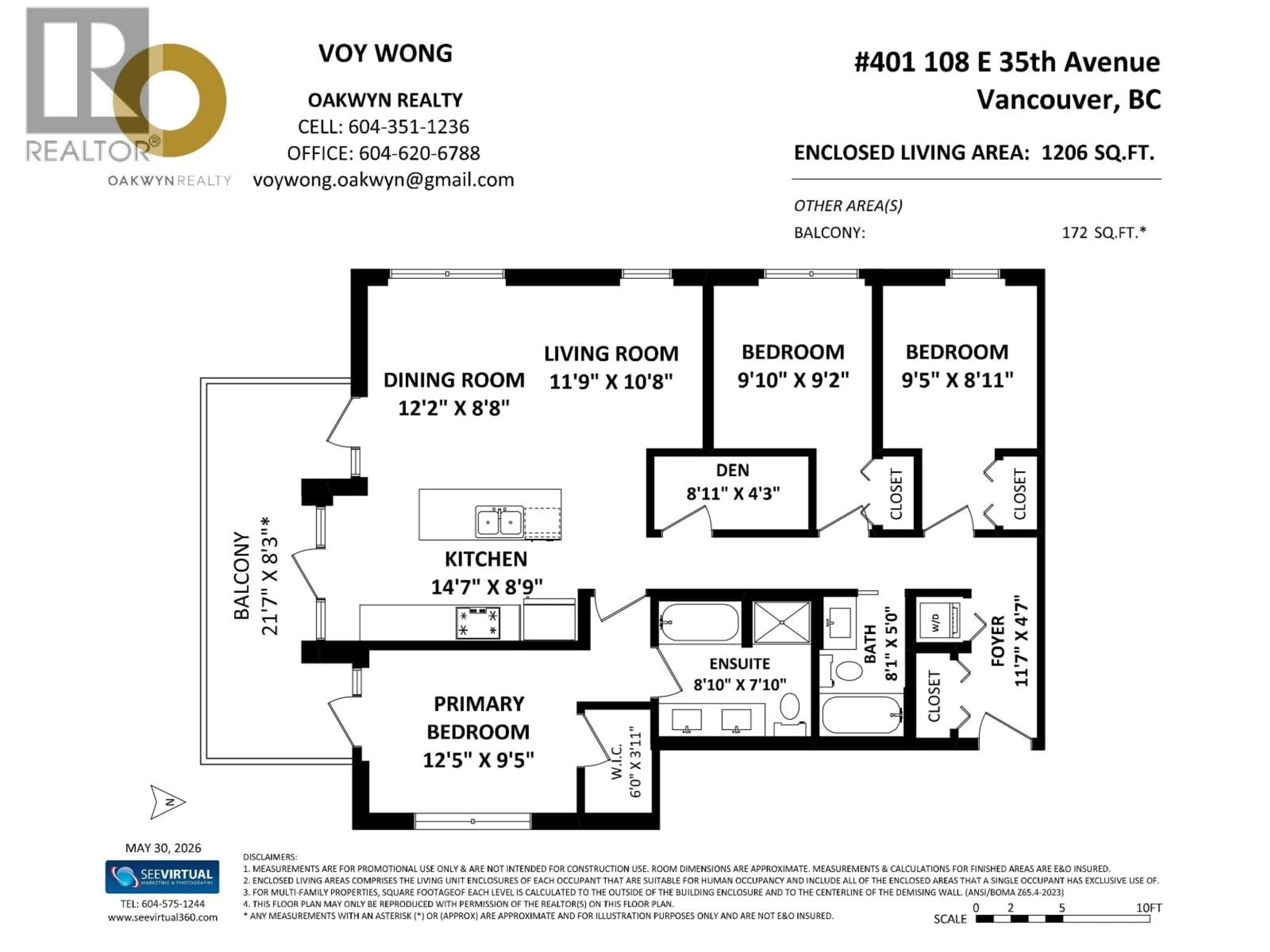 Floor plan for 401 - 108 35 AVENUE, Vancouver British Columbia V5W1A6
