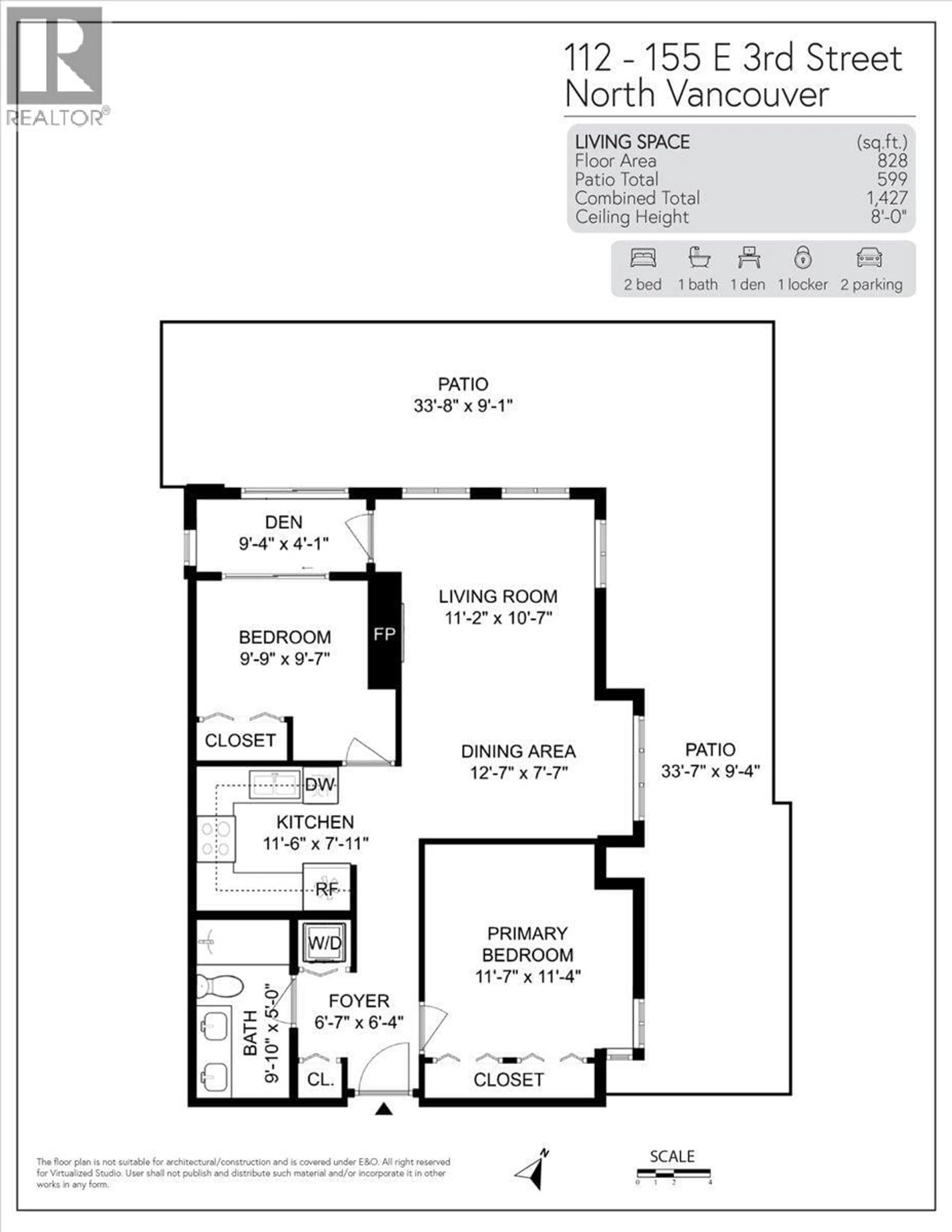 Floor plan for 112 - 155 3RD STREET, North Vancouver British Columbia V7L1E5