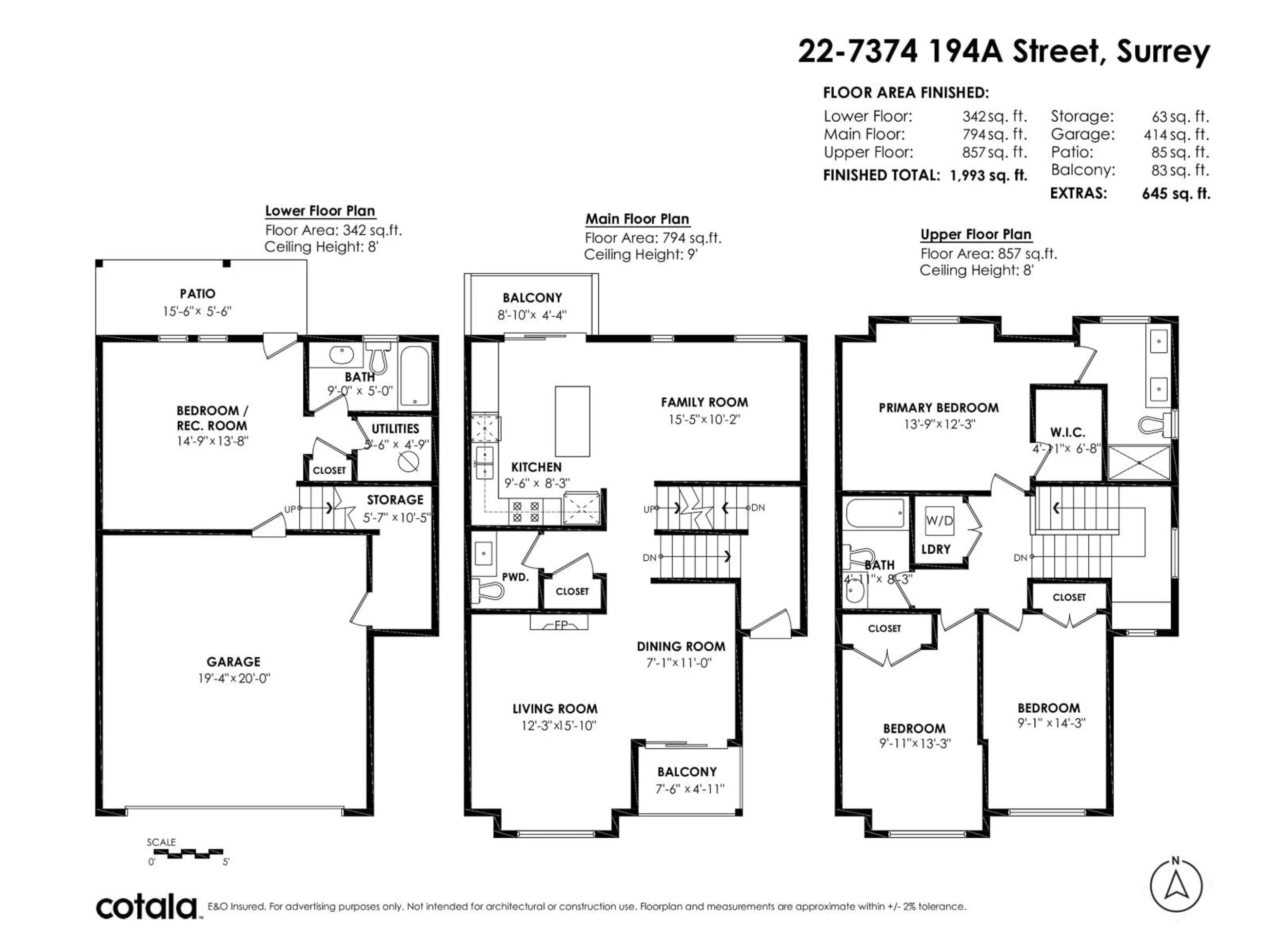 Floor plan for 22 - 7374 194A STREET, Surrey British Columbia V4N6P8