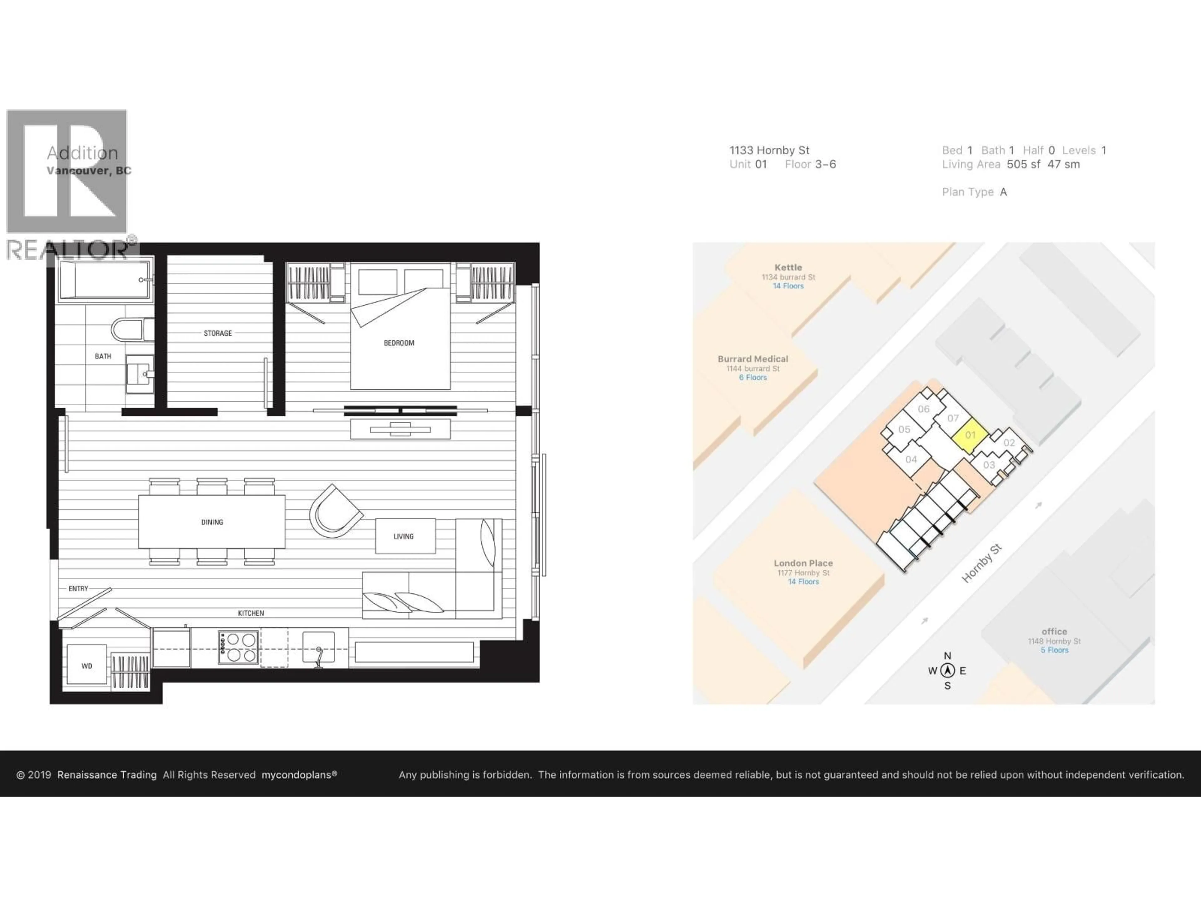 Floor plan for 501 - 1133 HORNBY STREET, Vancouver British Columbia V6Z1W1