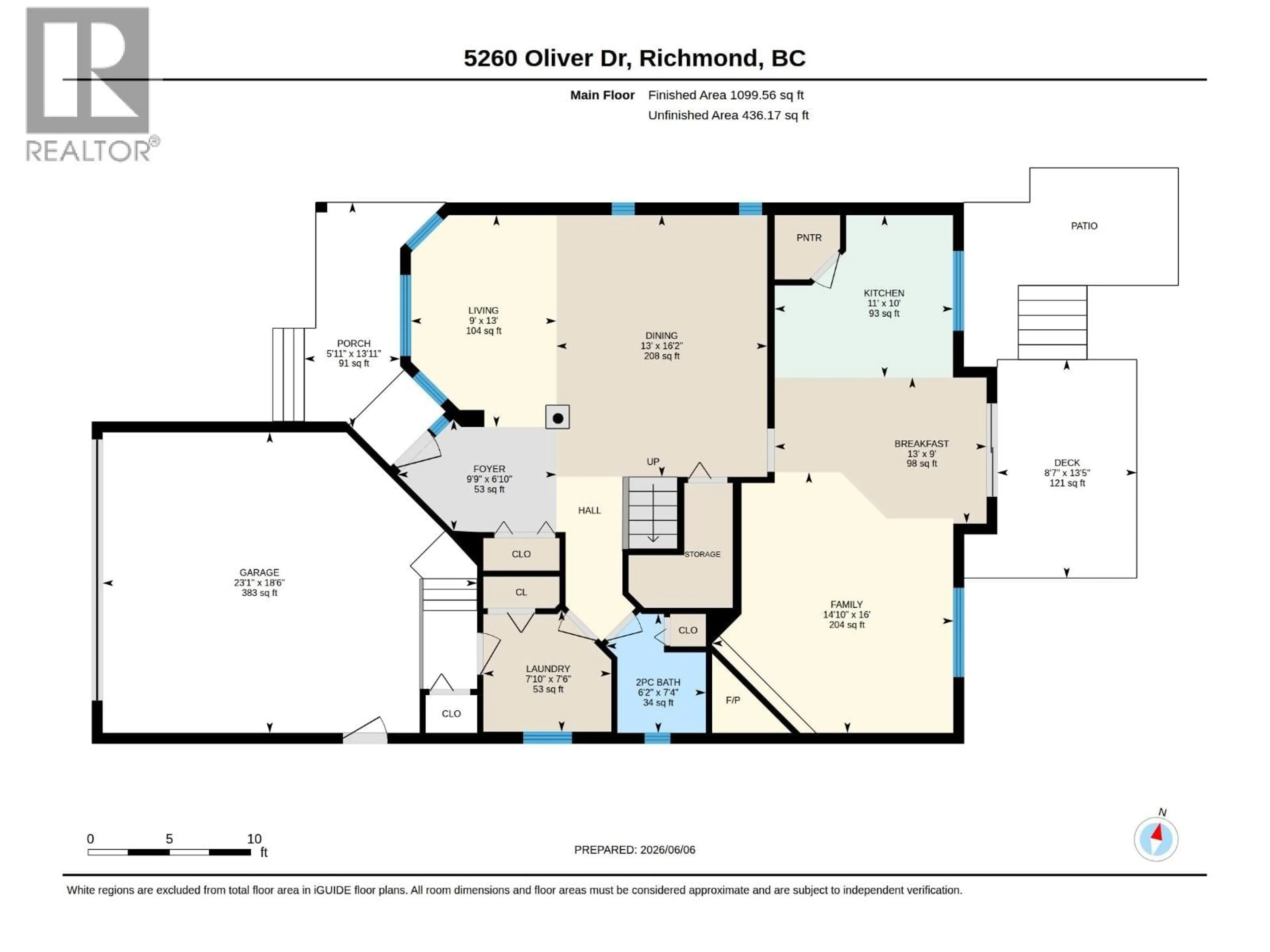 Floor plan for 5260 OLIVER DRIVE, Richmond British Columbia V6V2S7
