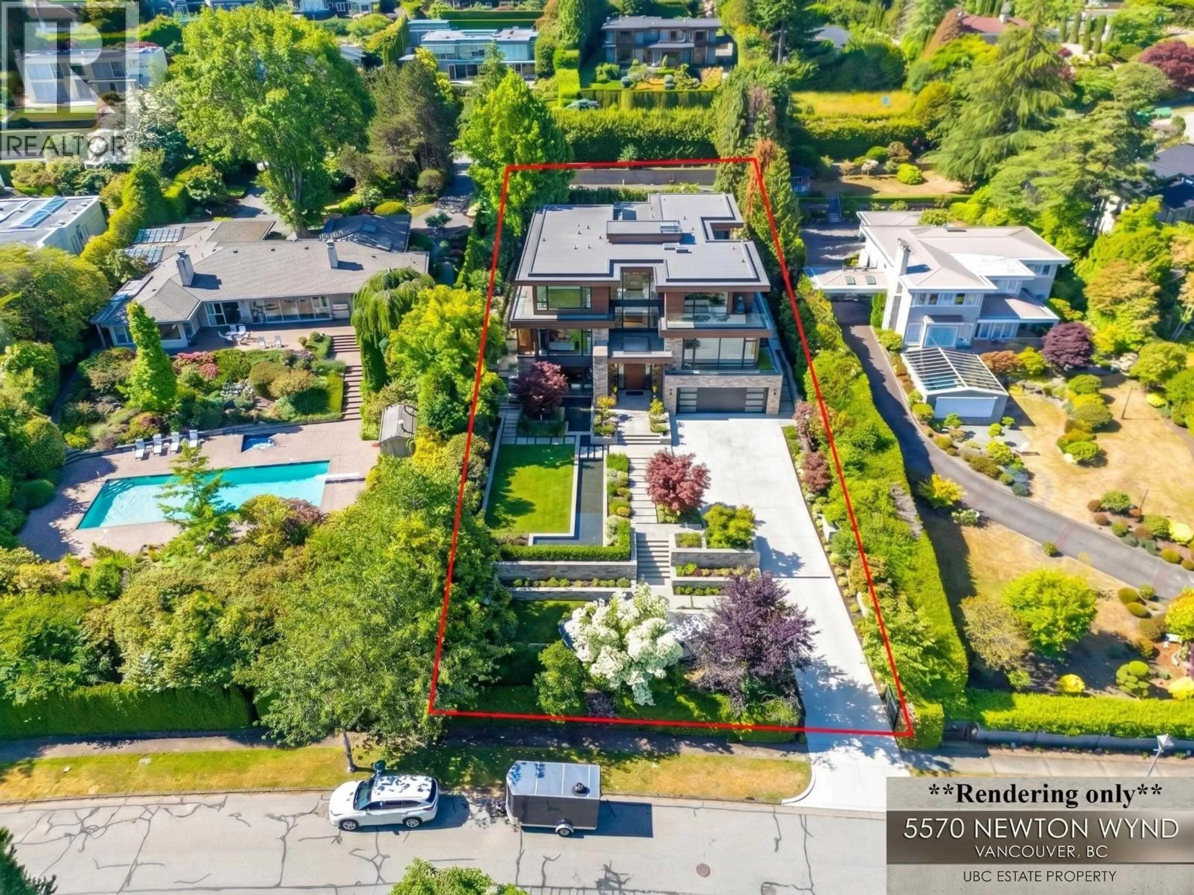 A pic from outside/outdoor area/front of a property/back of a property/a pic from drone, street for 5570 NEWTON WYND, Vancouver British Columbia V6T1H5
