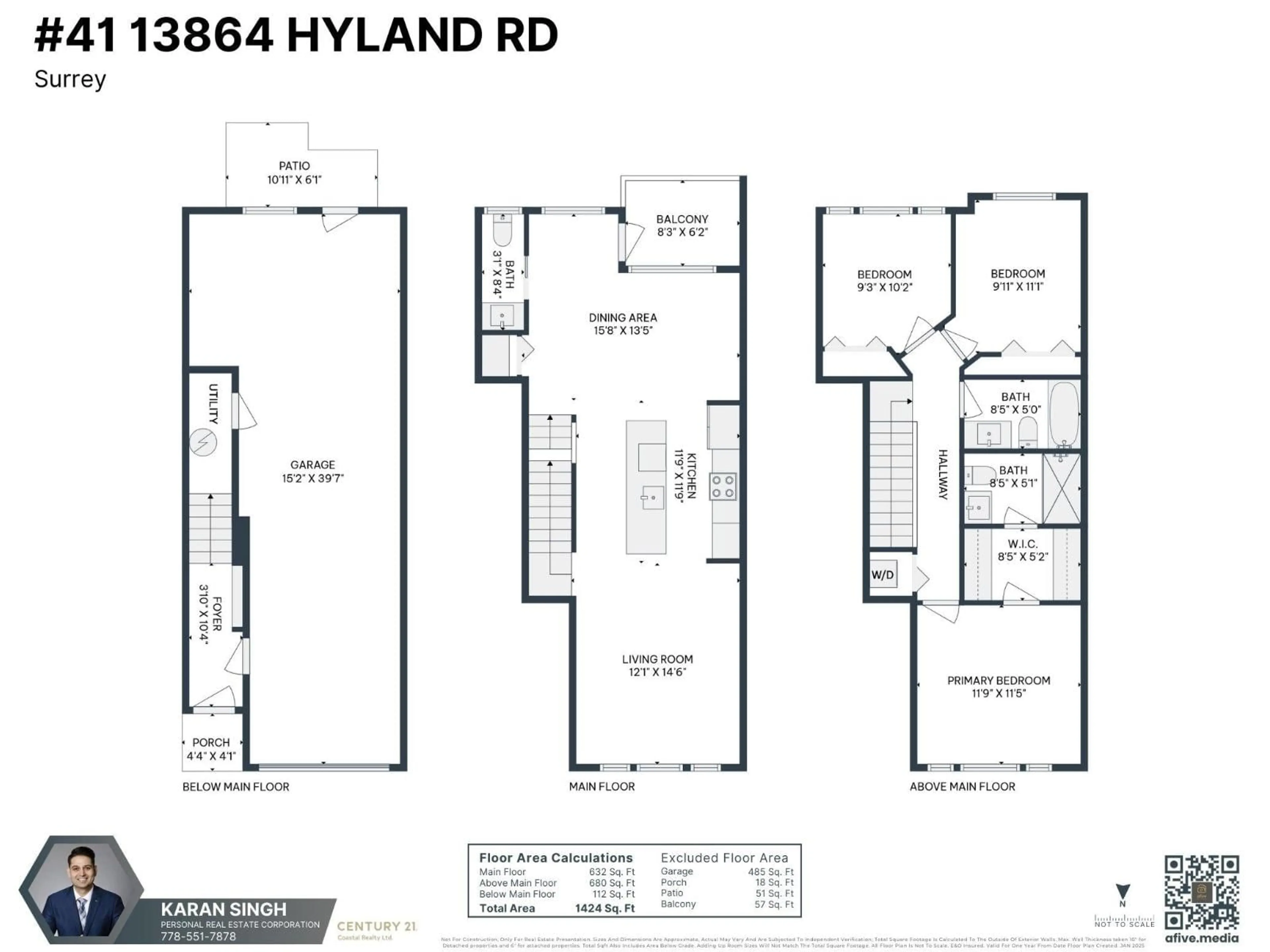 Floor plan for 41 - 13864 HYLAND ROAD, Surrey British Columbia V3W2C3