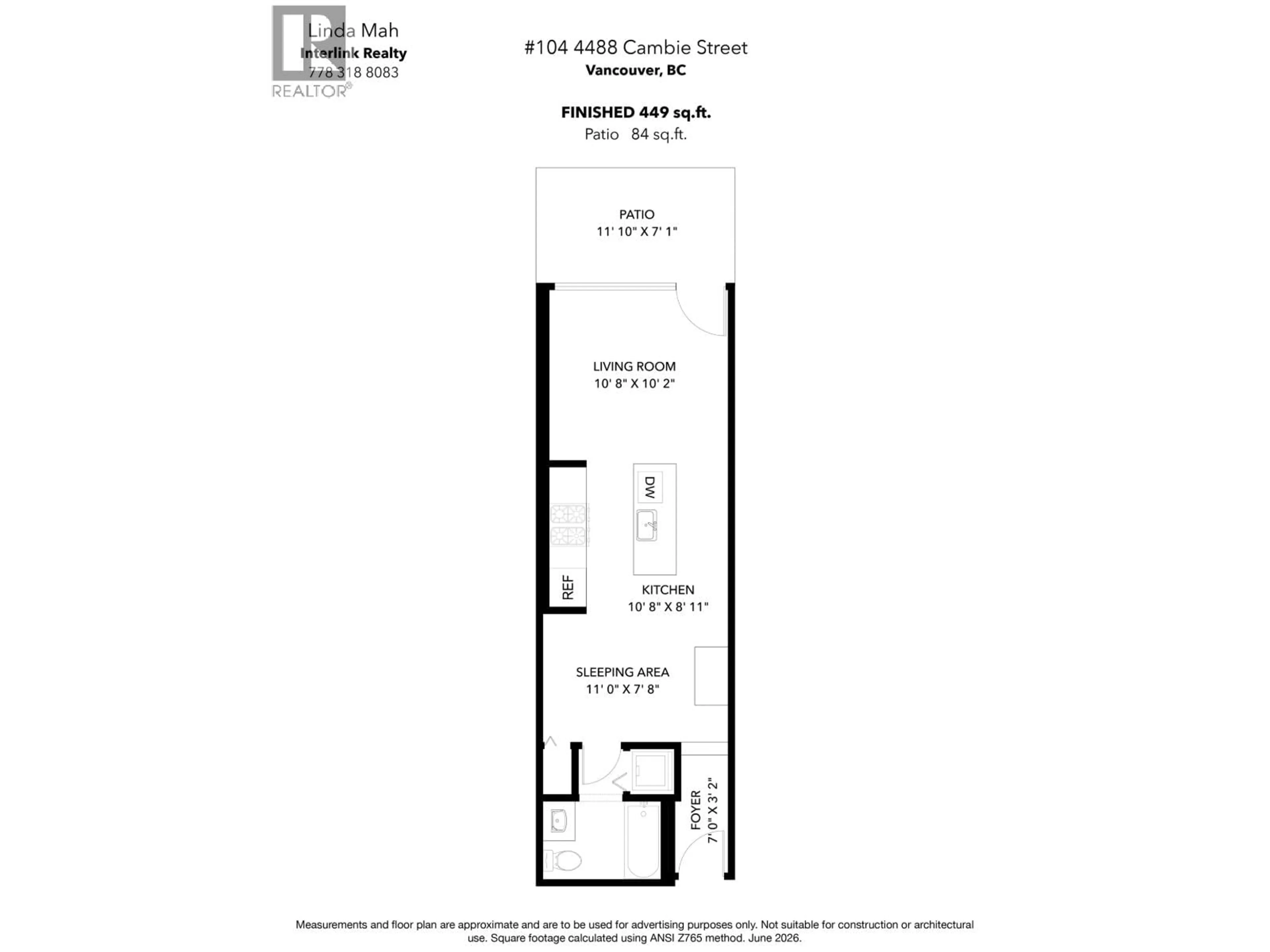 Floor plan for 104 - 4488 CAMBIE STREET, Vancouver British Columbia V5Y0M2