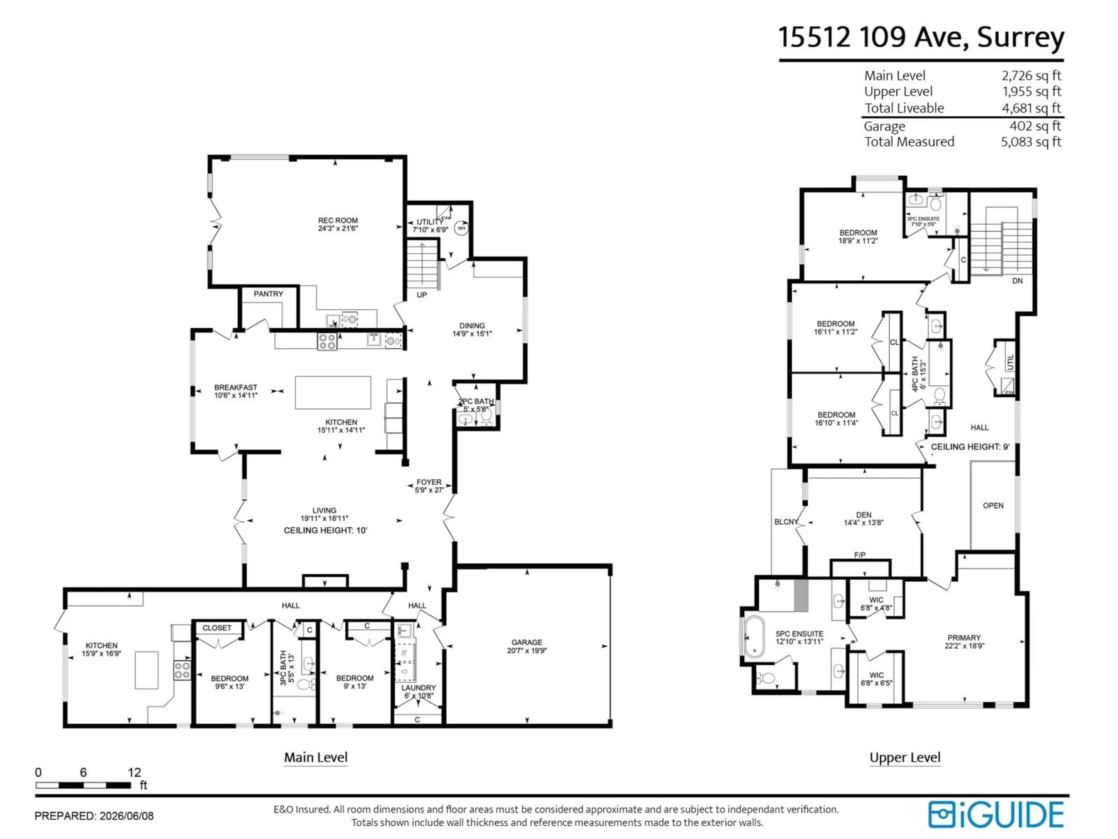 Floor plan for 15512 109 AVENUE, Surrey British Columbia V3R7E8