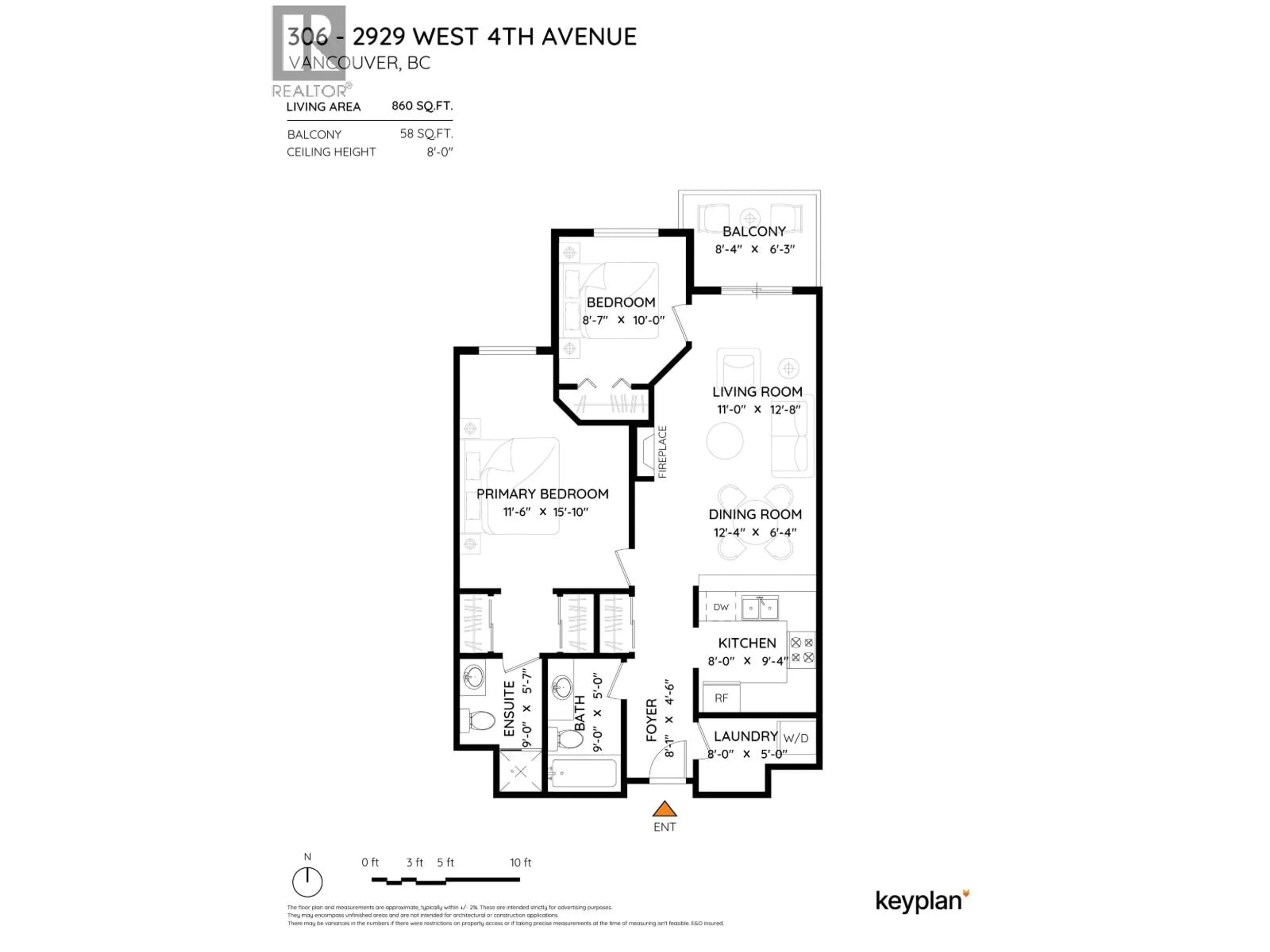 Floor plan for 306 - 2929 4TH AVENUE, Vancouver British Columbia V6K4T3