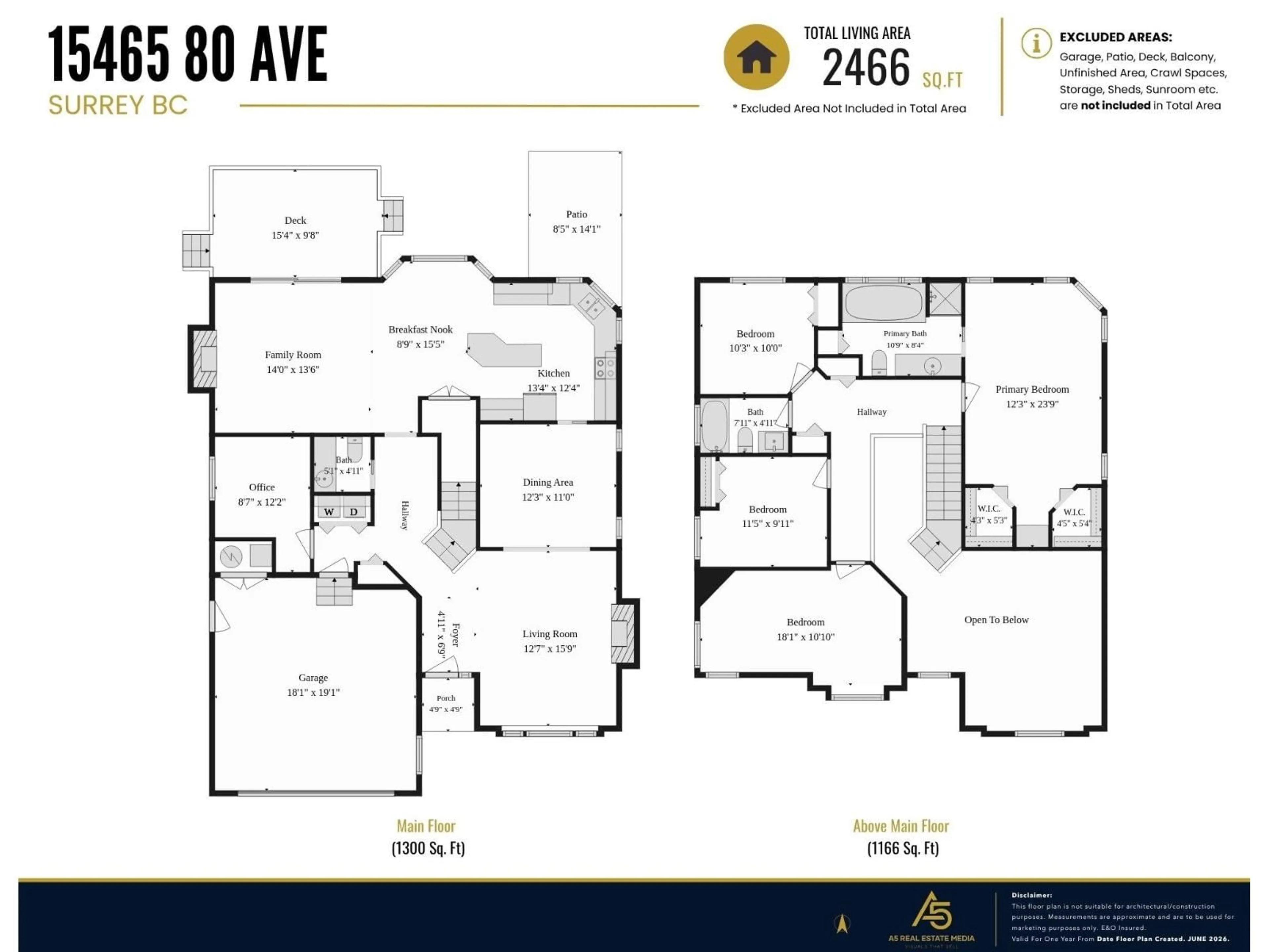 Floor plan for 15465 80 AVENUE, Surrey British Columbia V3S2J2
