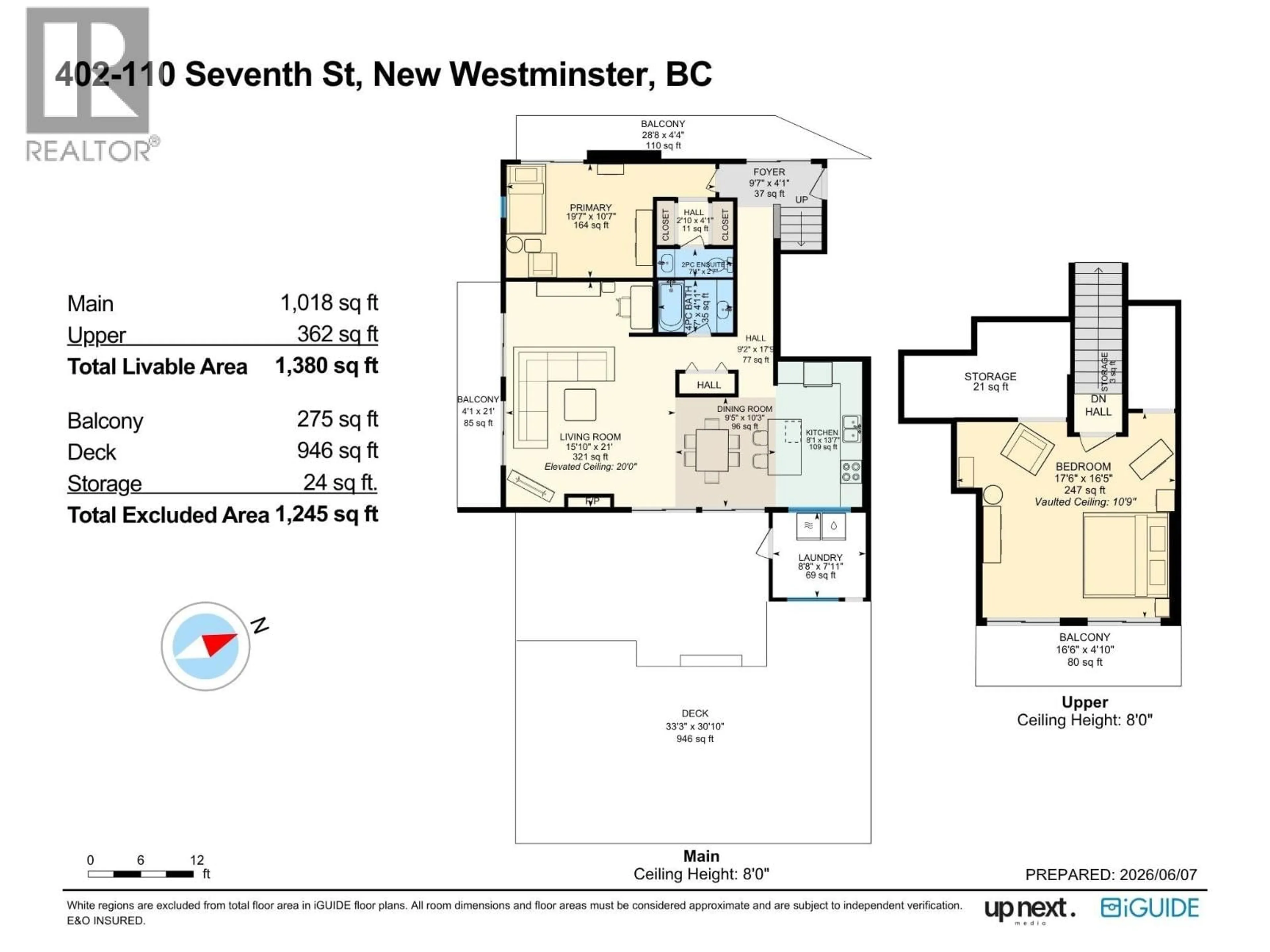 Floor plan for 402 - 110 SEVENTH STREET, New Westminster British Columbia V3M5W5