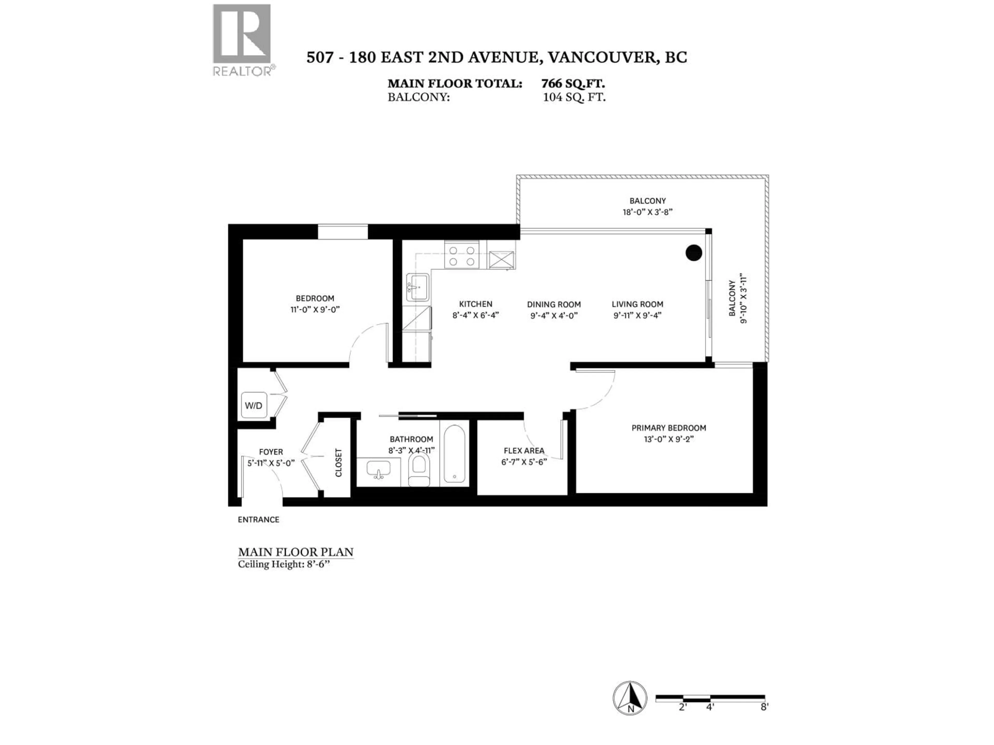 Floor plan for 507 - 180 2ND AVENUE, Vancouver British Columbia V5T0K4
