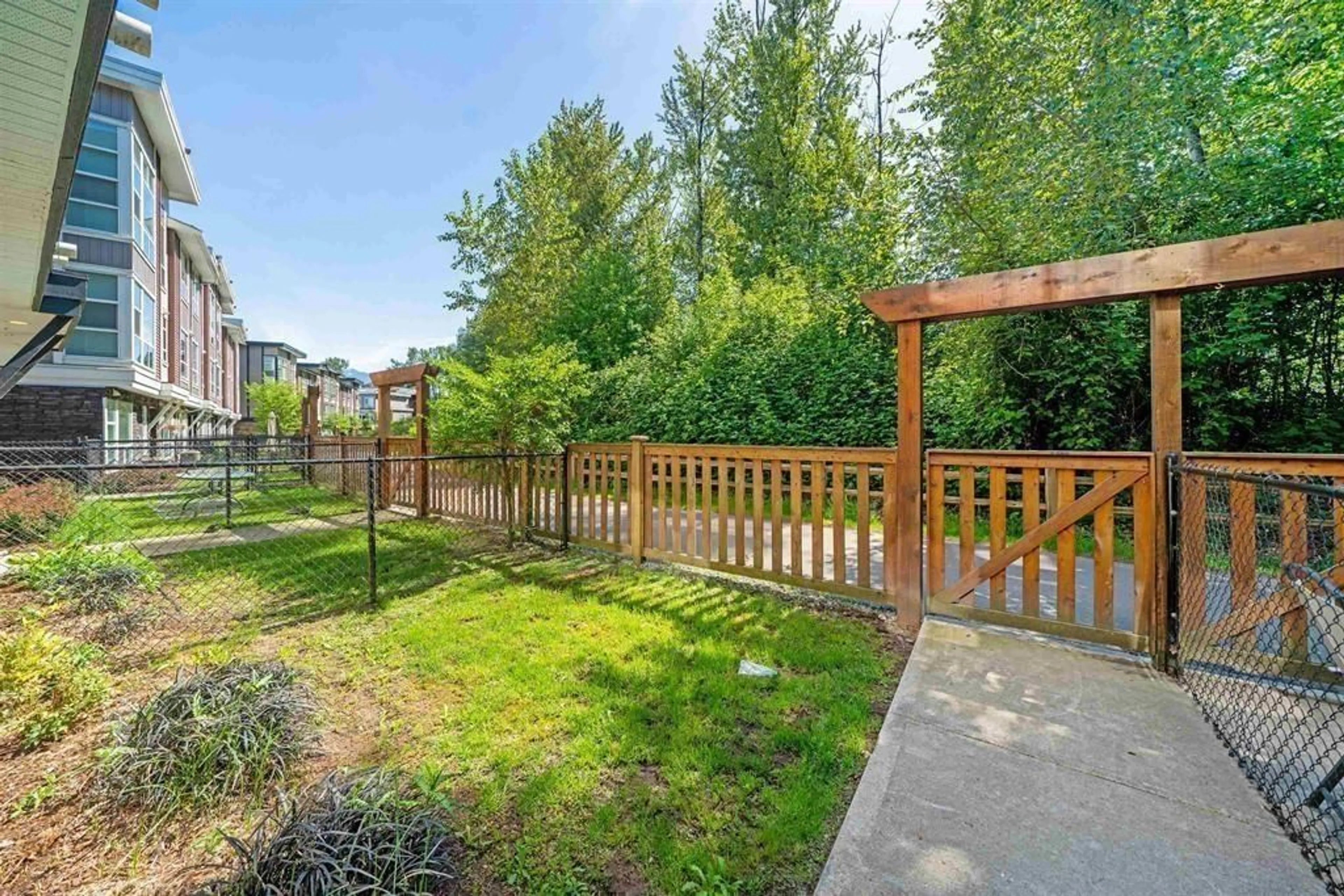 Patio, forest/trees view for 45 - 8413 MIDTOWN WAY, Chilliwack British Columbia V2P0G7