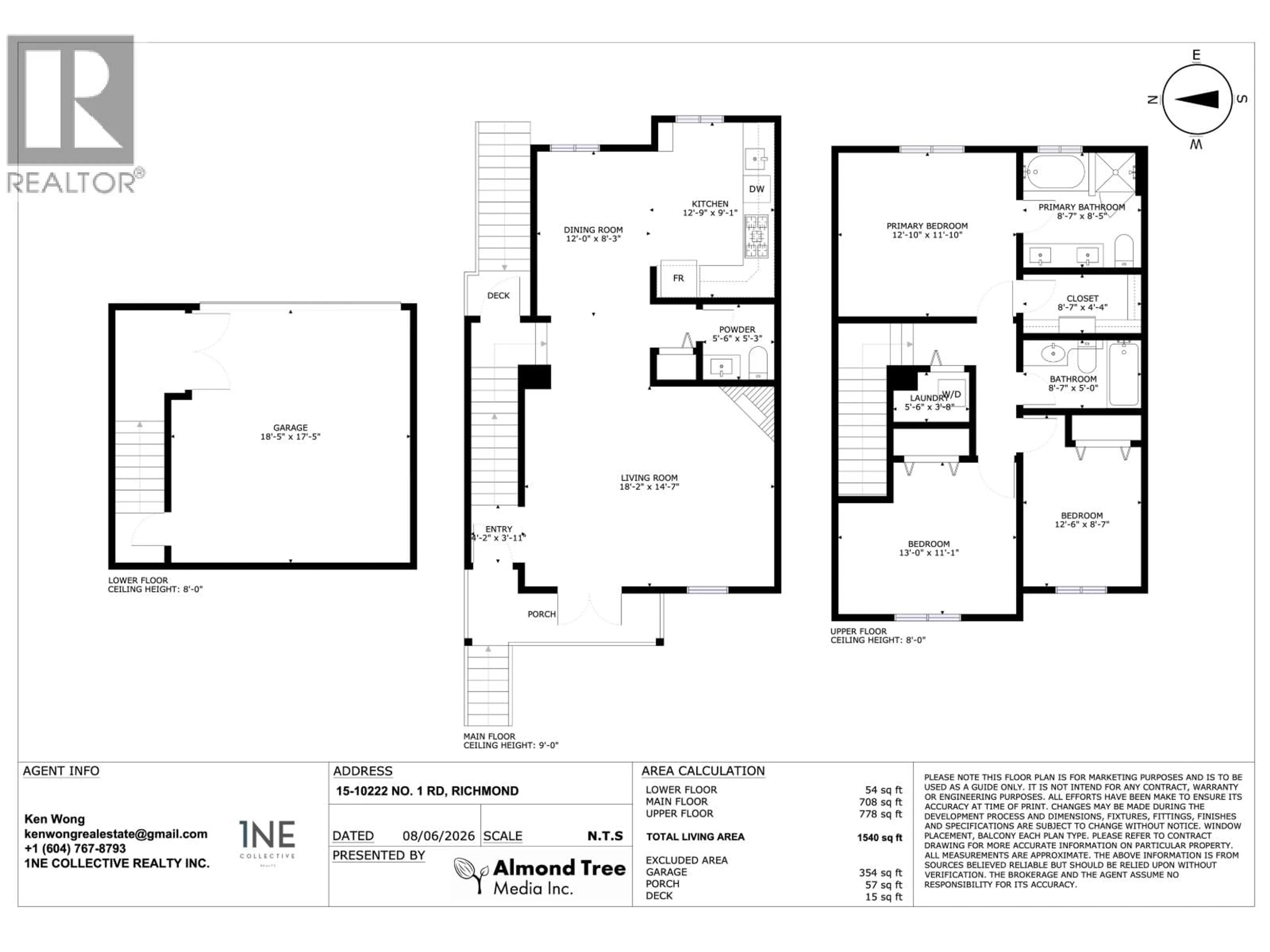 Floor plan for 15 - 10222 NO.1 ROAD, Richmond British Columbia V7E1S2