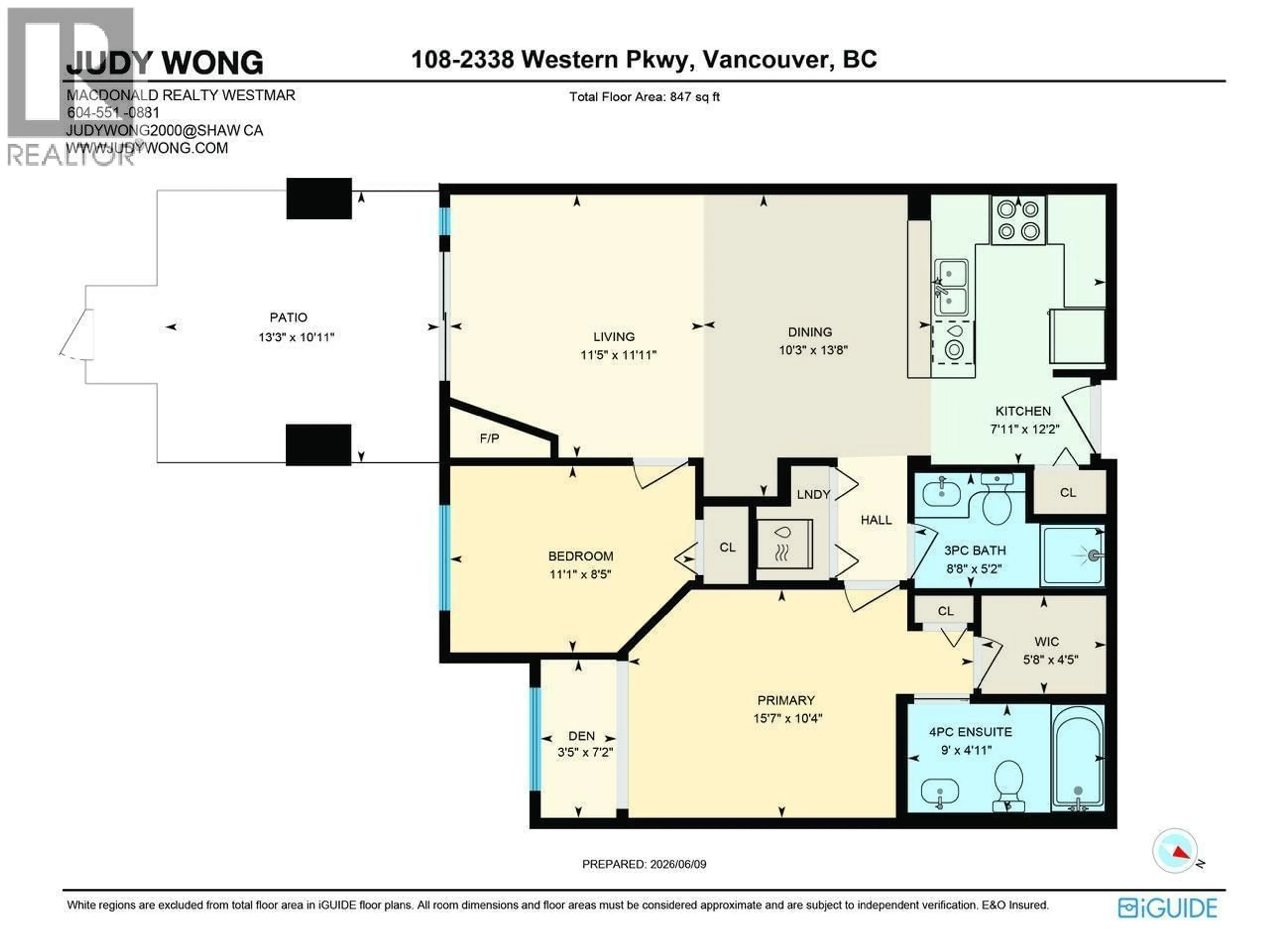 Floor plan for 108 - 2338 WESTERN PARKWAY, Vancouver British Columbia V6T2H7