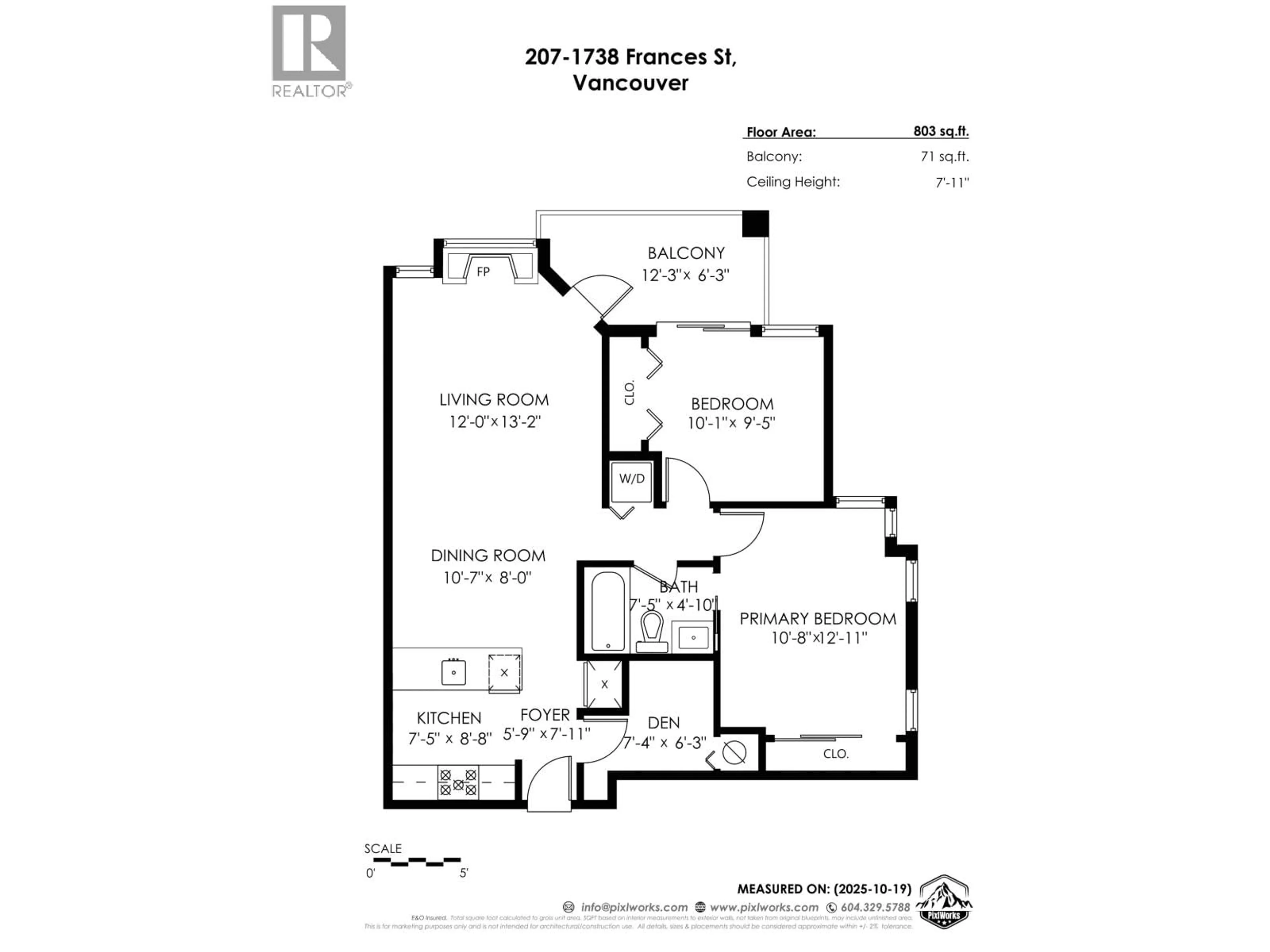 Floor plan for 207 - 1738 FRANCES STREET, Vancouver British Columbia V5L1Z6
