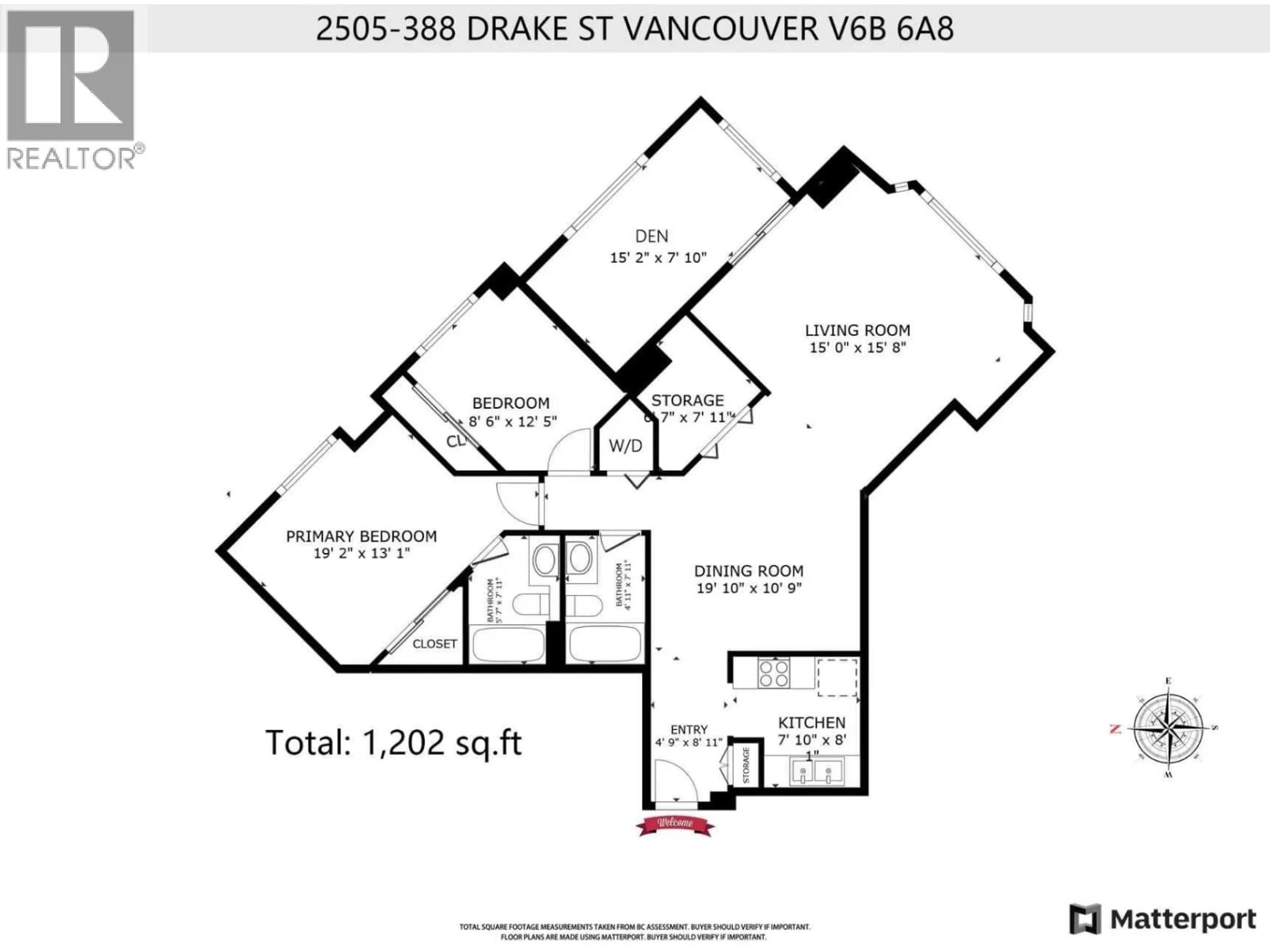 Floor plan for 2505 - 388 DRAKE STREET, Vancouver British Columbia V6B6A8
