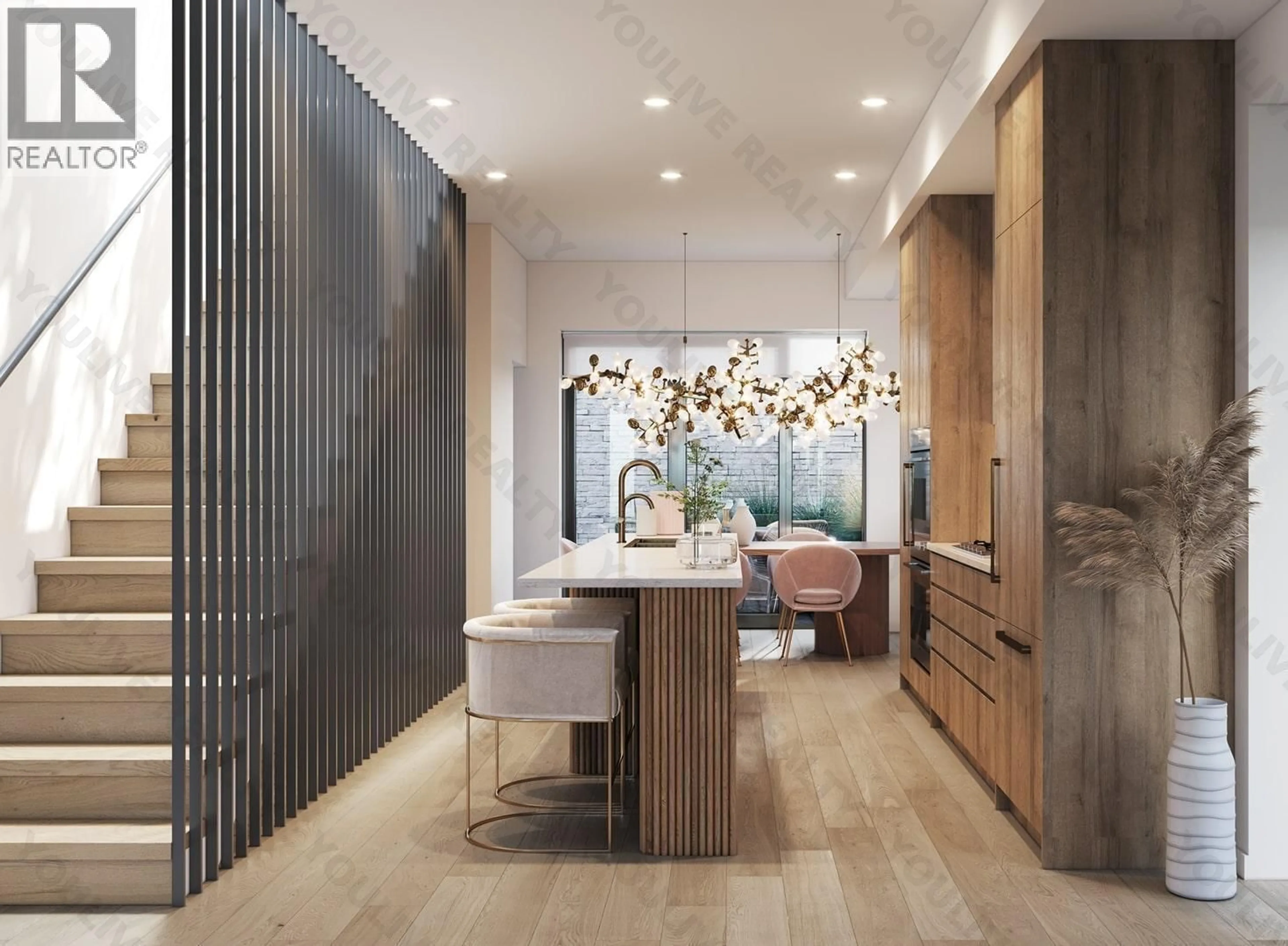Contemporary kitchen, wood/laminate floor for 213 - 6818 ASH STREET, Vancouver British Columbia V6P3K4