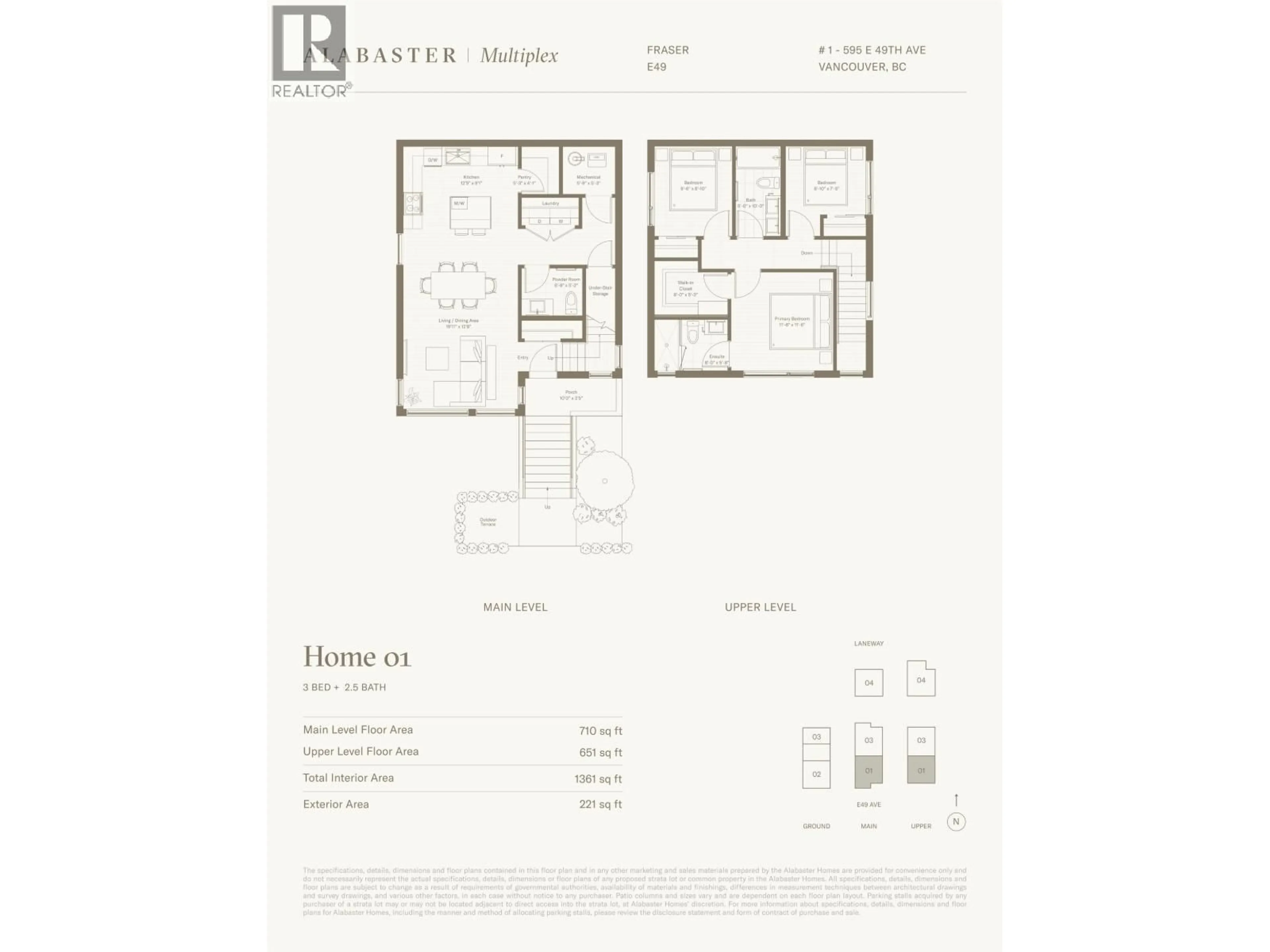 Floor plan for 1 - 595 49TH AVENUE, Vancouver British Columbia V5W2H1