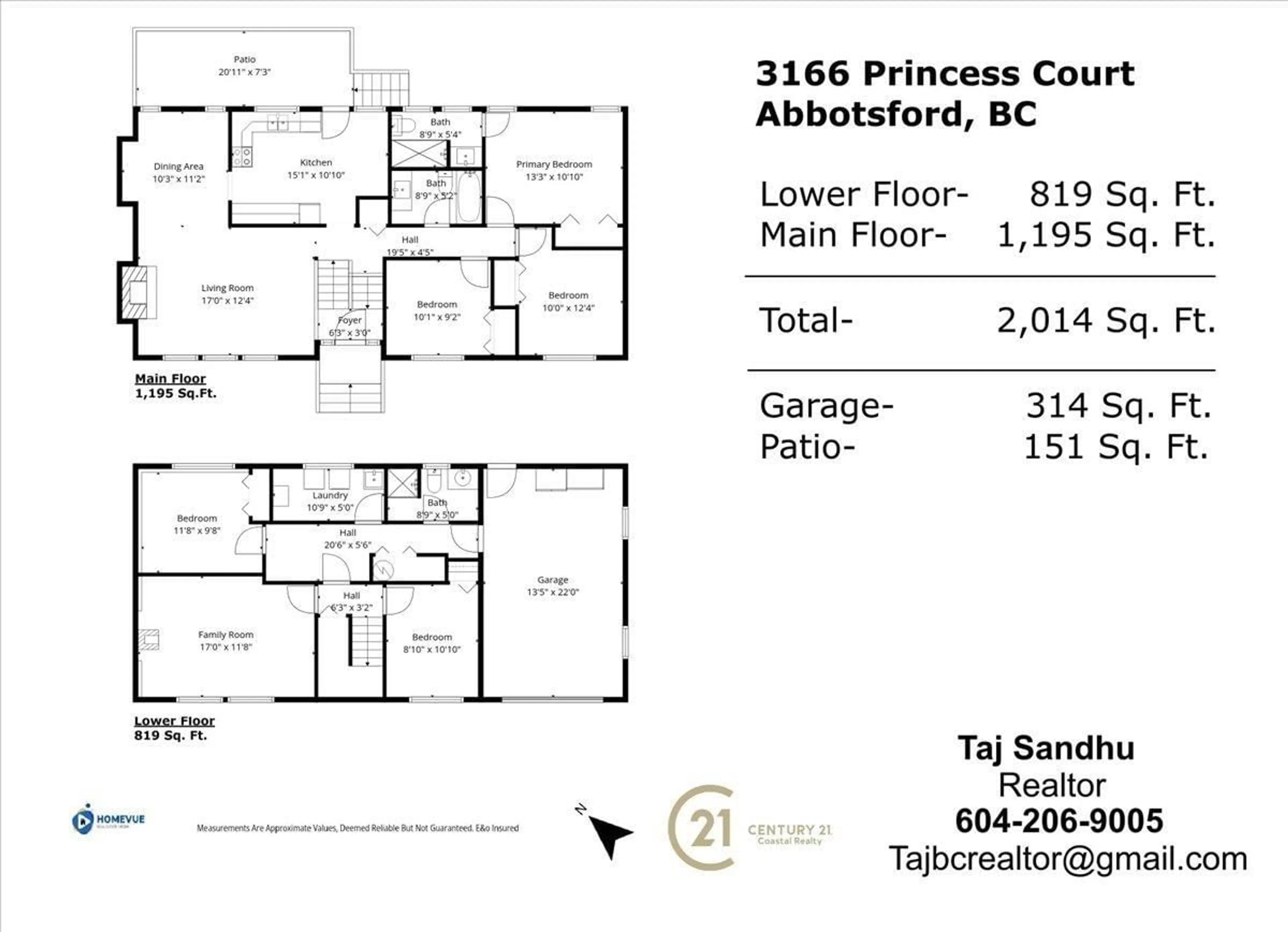 Floor plan for 3166 PRINCESS COURT, Abbotsford British Columbia V2T4K3