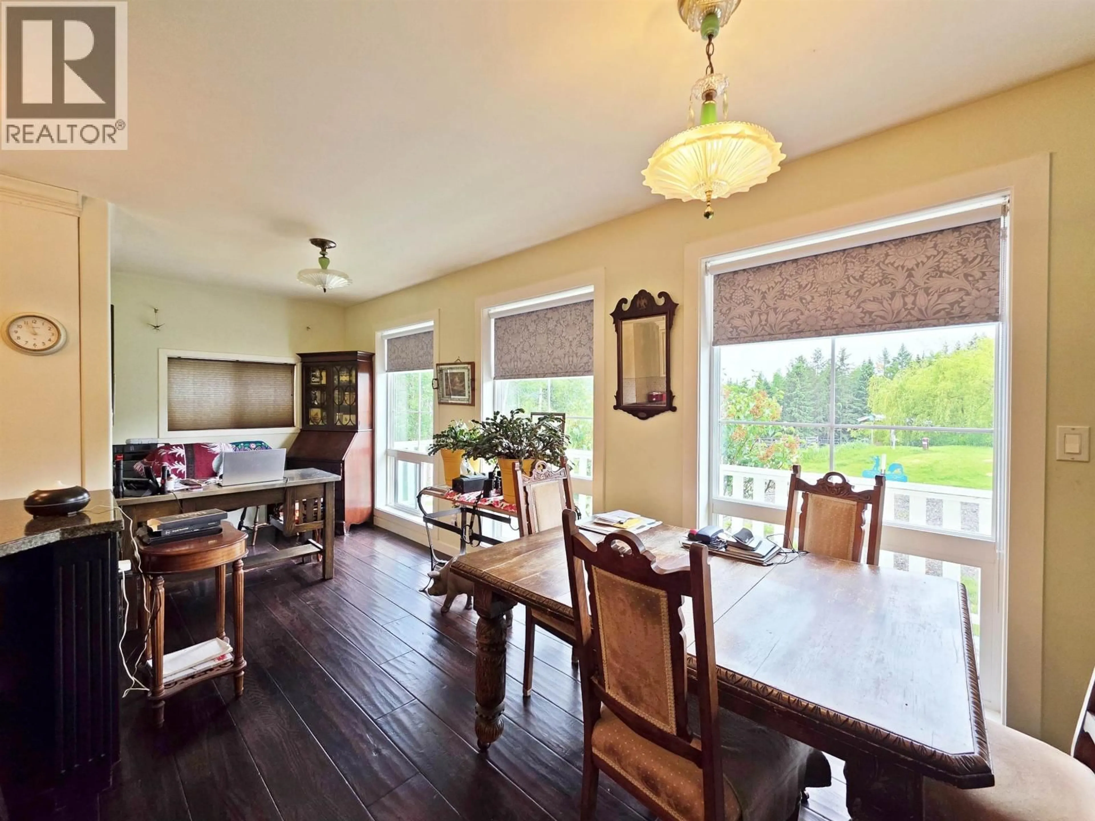 Dining room, wood/laminate floor for 3853 DALE LAKE ROAD, Quesnel British Columbia V2J6E9