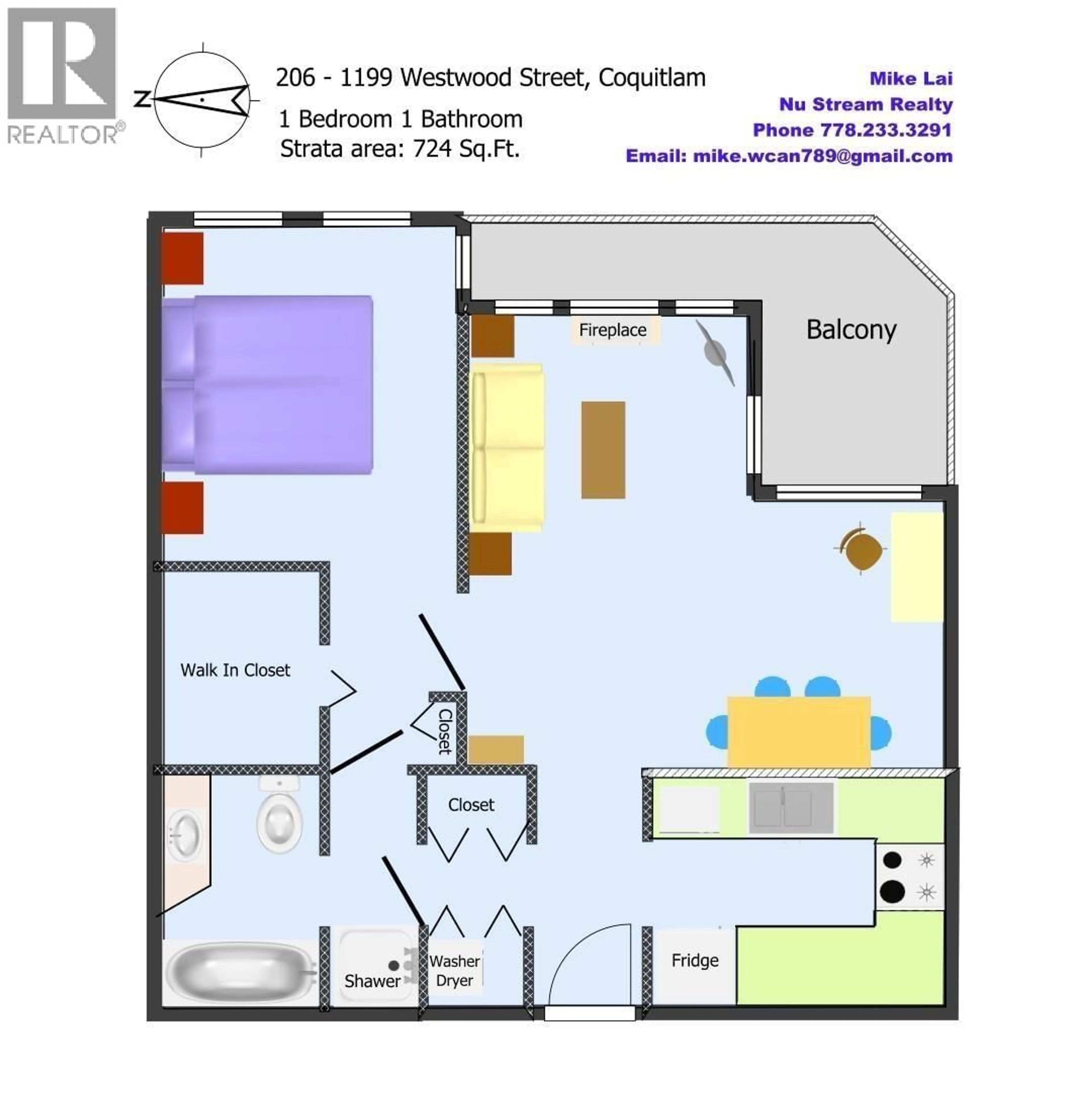 Floor plan for 206 - 1199 WESTWOOD STREET, Coquitlam British Columbia V3B7P6