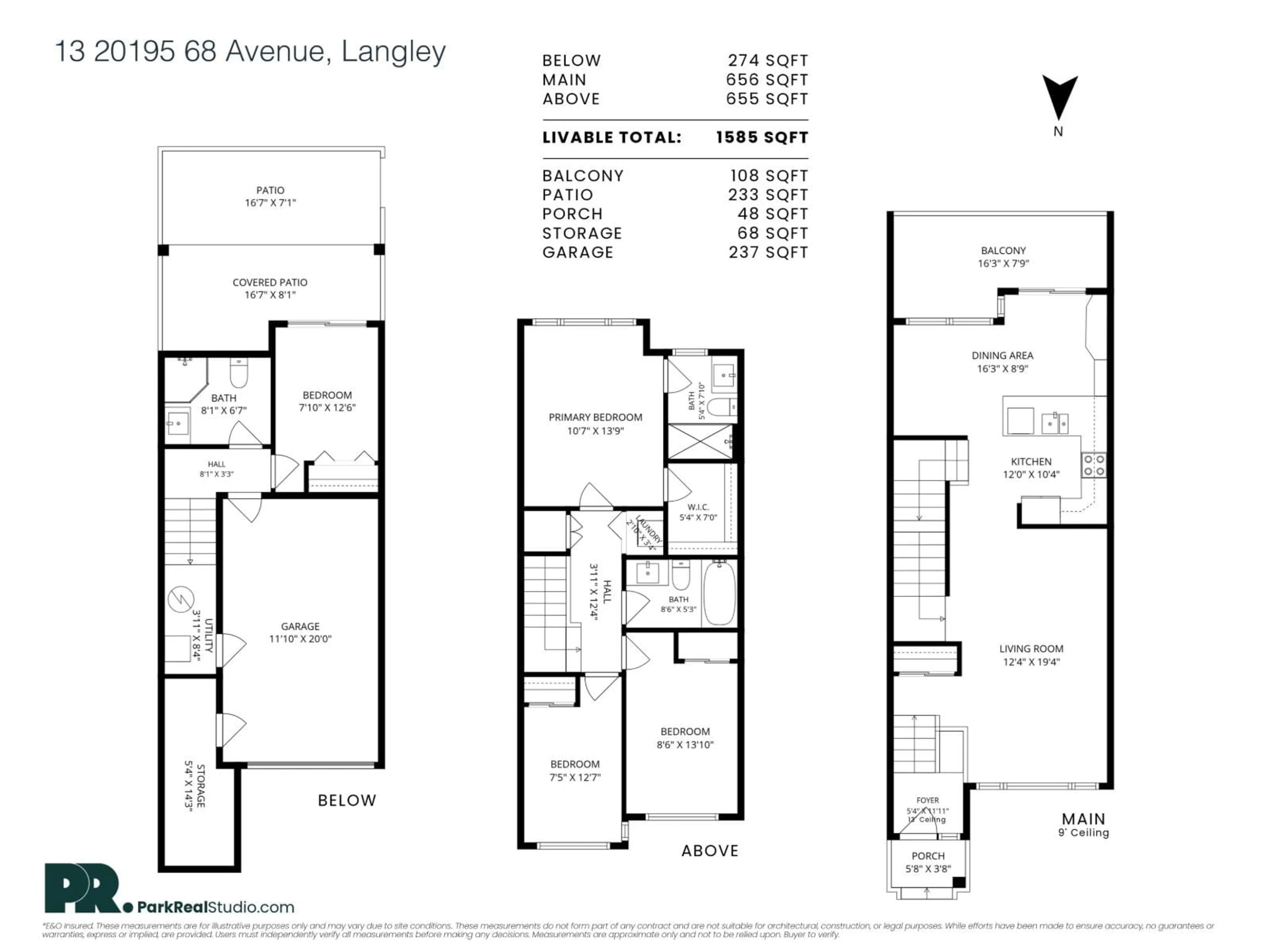 Floor plan for 13 - 20195 68 AVENUE, Langley British Columbia V2Y1P5