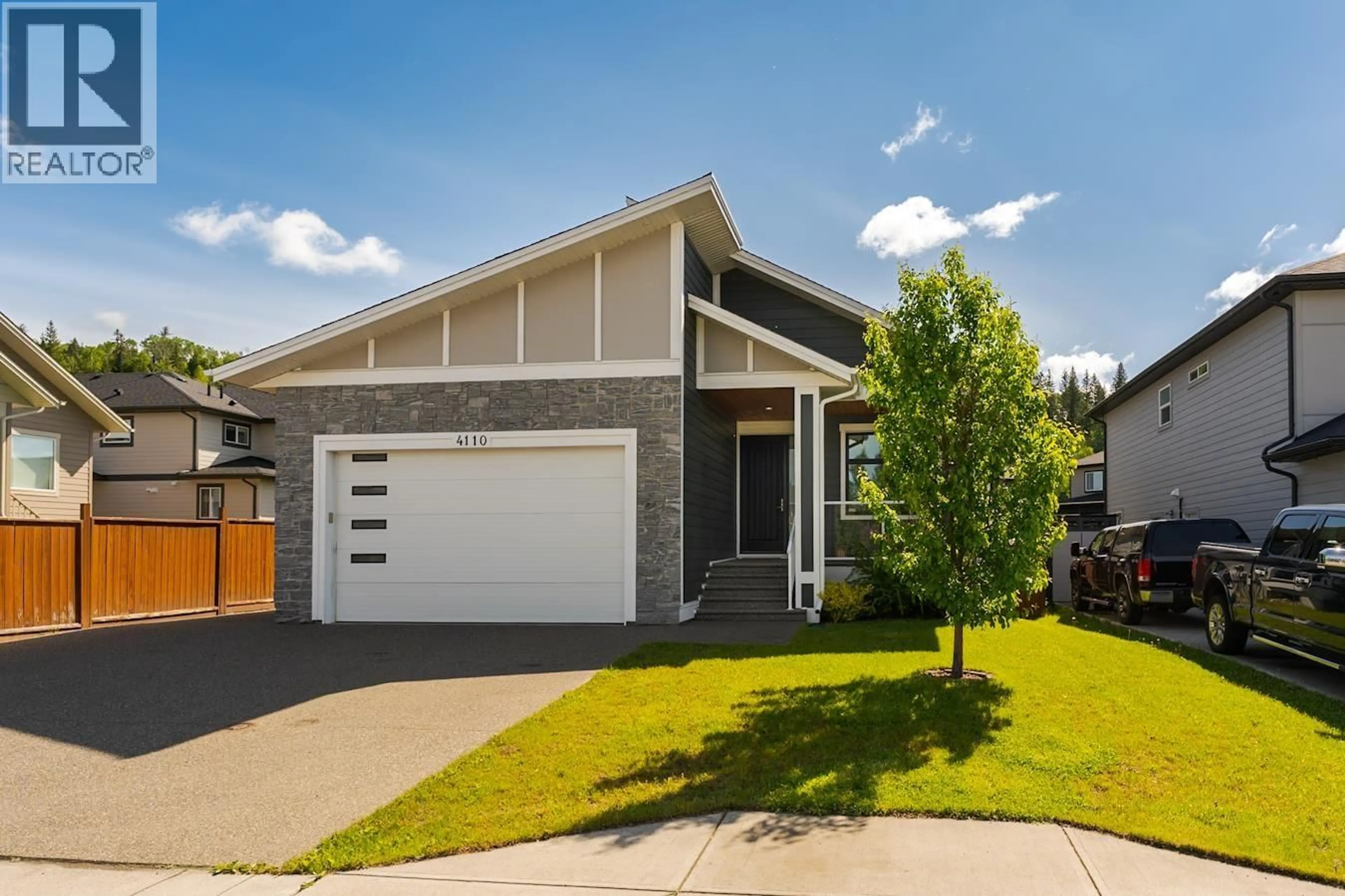 Home with vinyl exterior material, street for 4110 ZANETTE PLACE, Prince George British Columbia V2K0B1