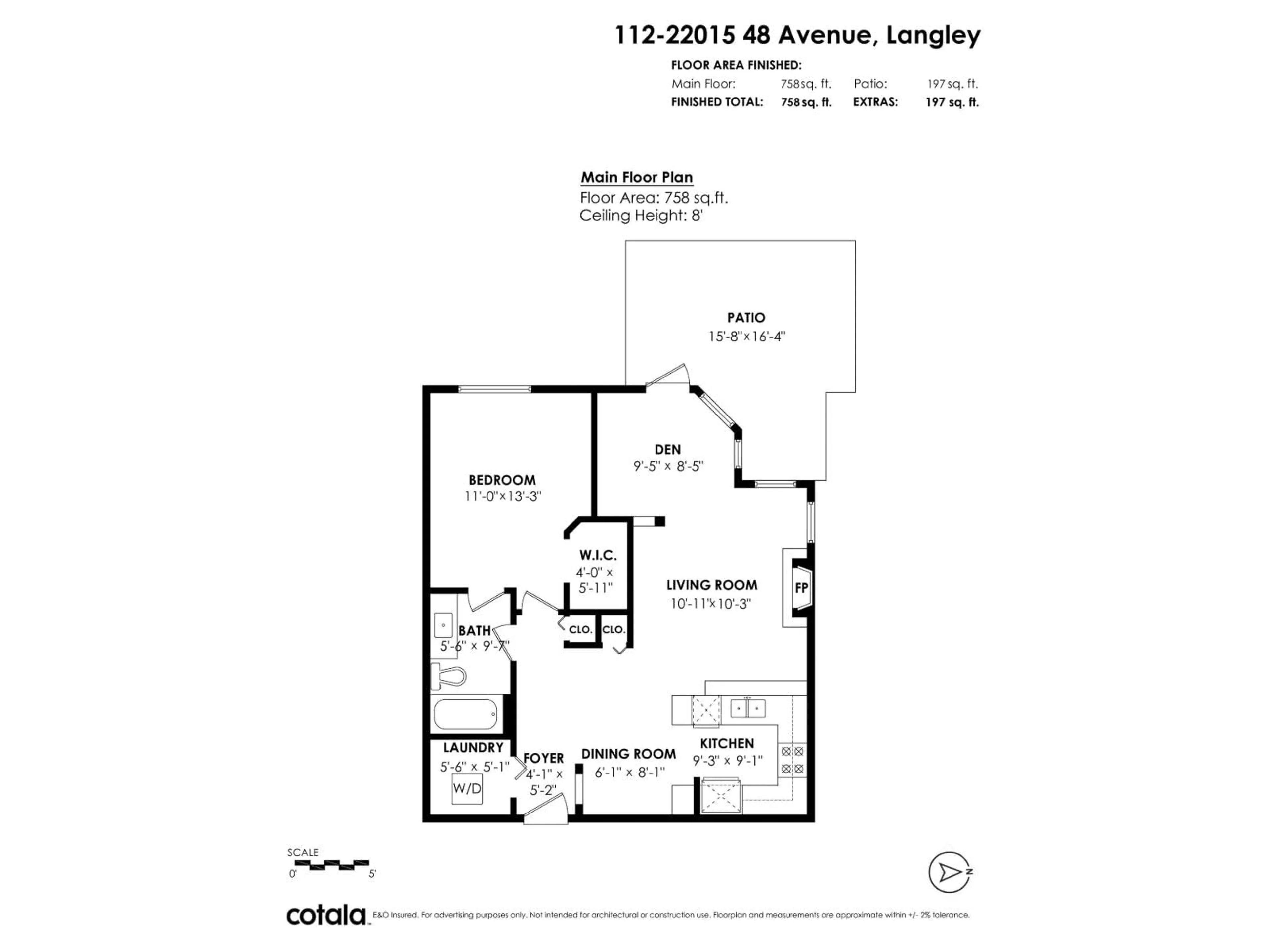 Floor plan for 112 - 22015 48 AVENUE, Langley British Columbia V3A8L3