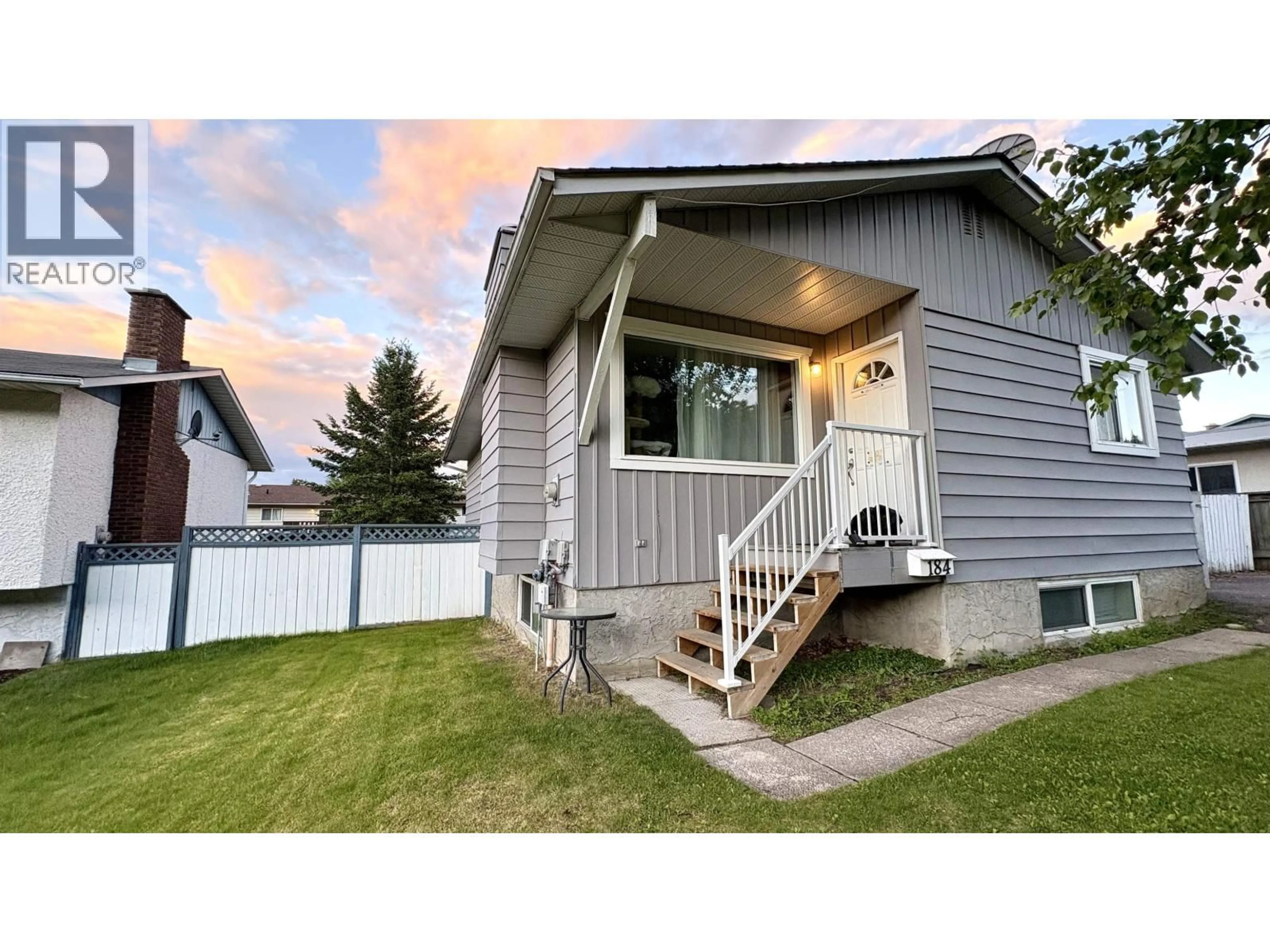 Home with vinyl exterior material, street for 184 THACKER CRESCENT, Prince George British Columbia V2M6G2