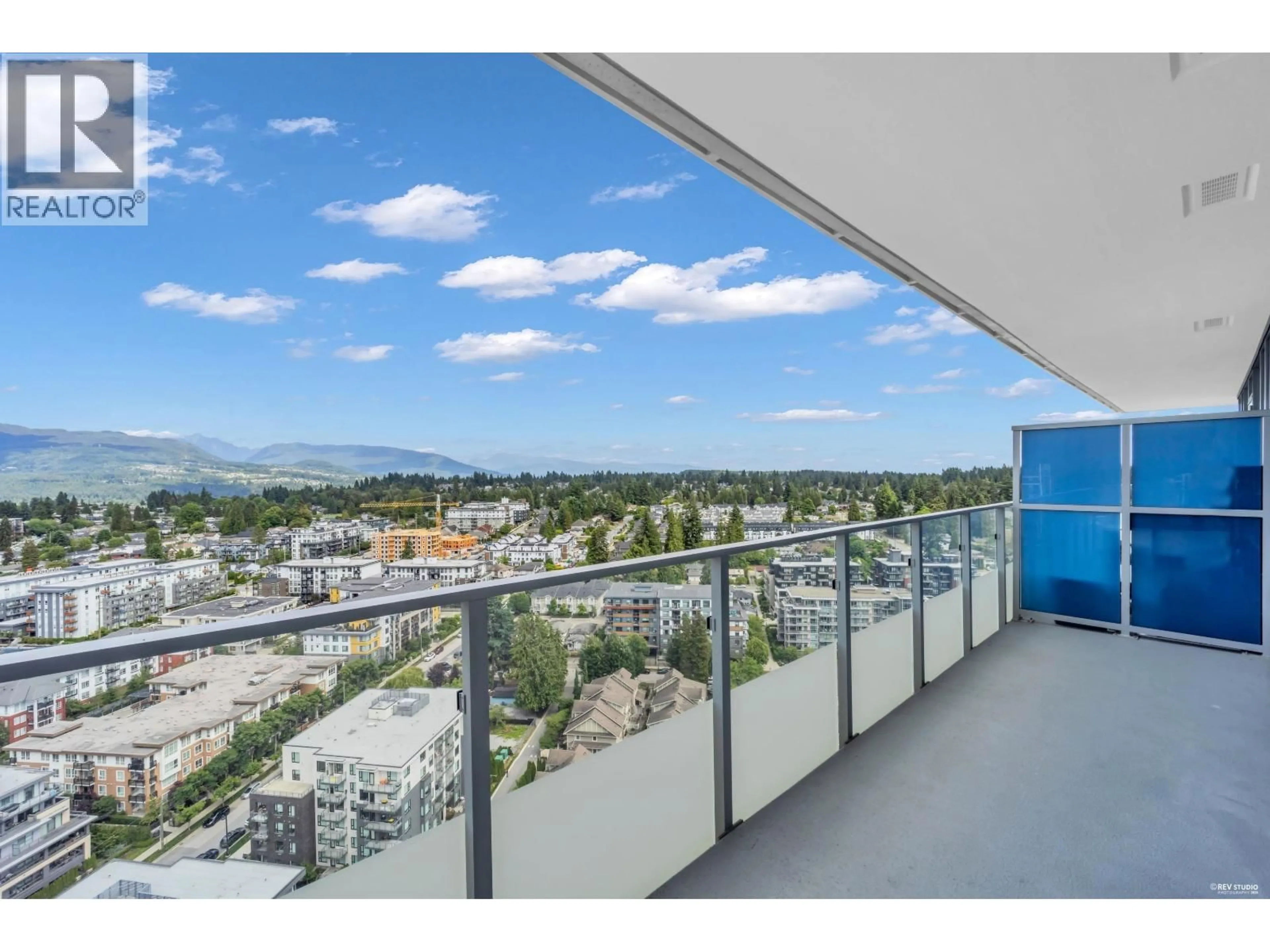 Balcony in the apartment, city buildings view from balcony for 2505 - 567 EMERSON STREET, Coquitlam British Columbia V3J0M8
