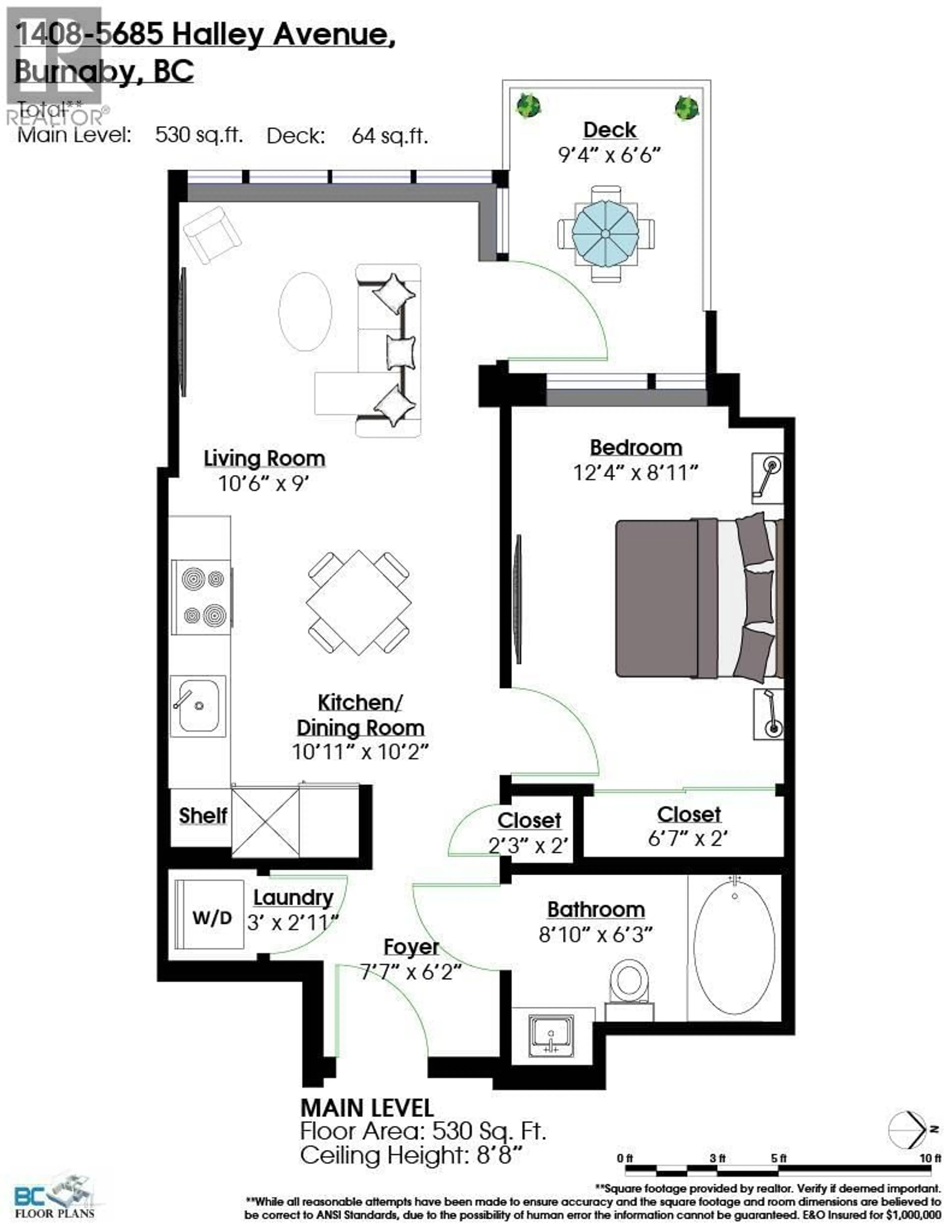 Floor plan for 1408 - 5685 HALLEY AVENUE, Burnaby British Columbia V5H0L9